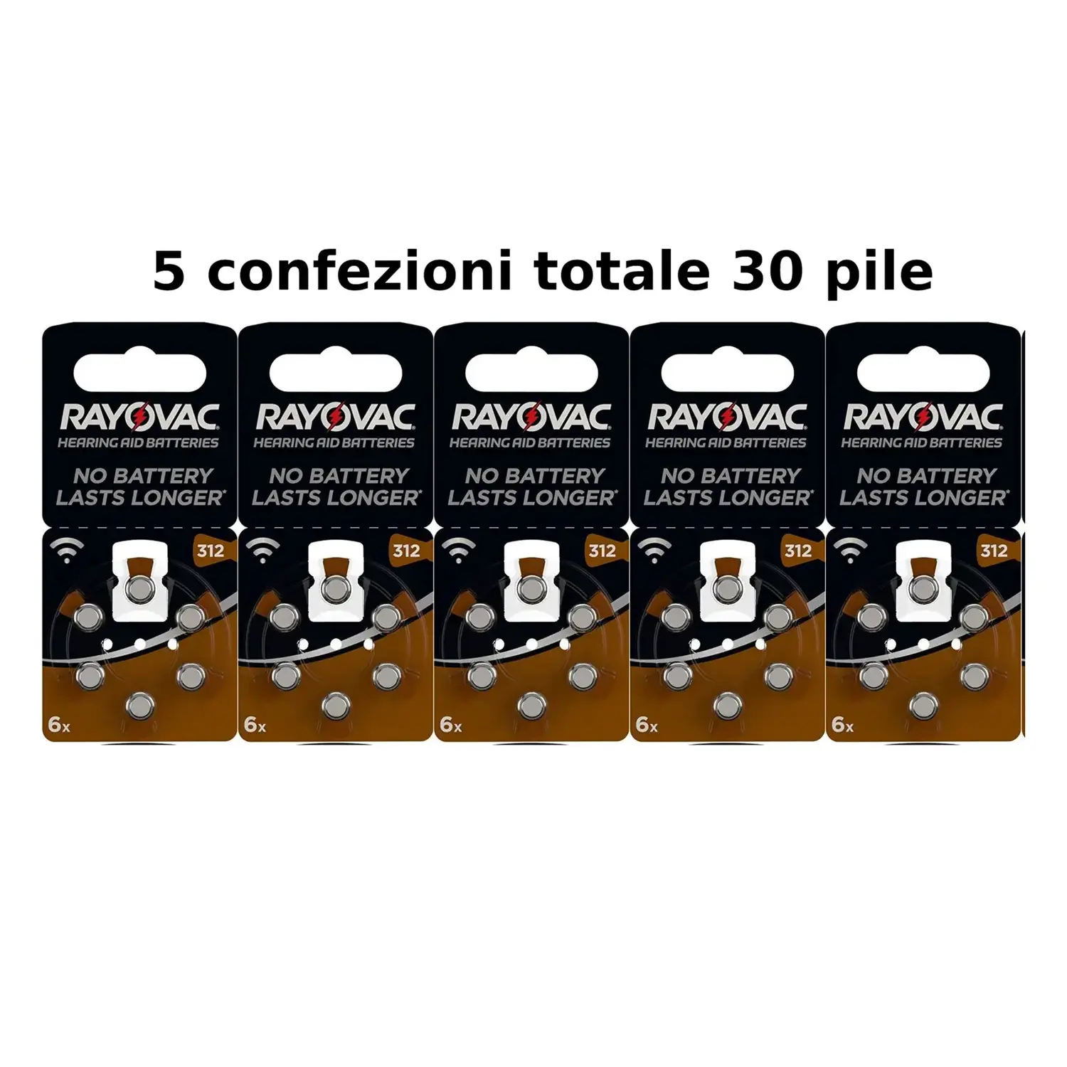 immagine del prodotto 30 batterie pile apparecchio acustico protesi uditiva pila rayovac pr312 312