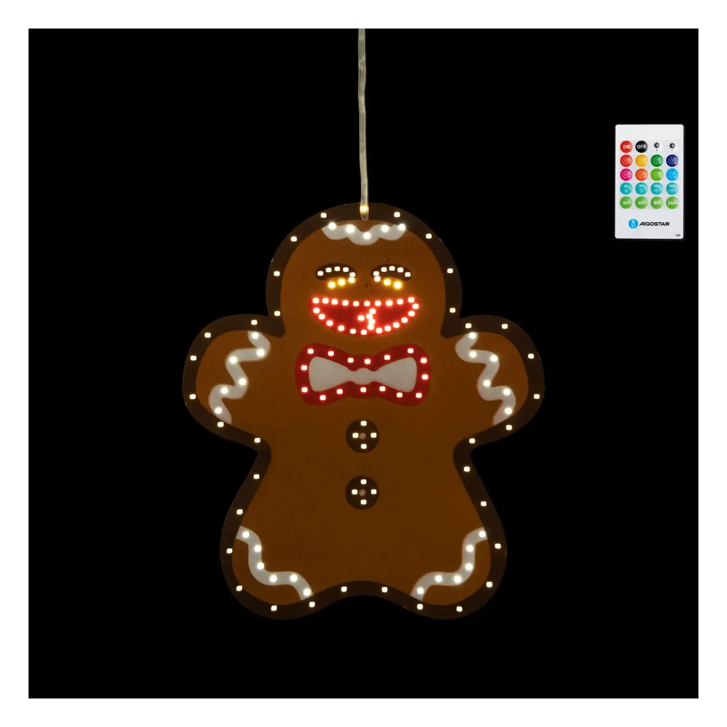 immagine Biscotto pan di zenzero luminoso a batteria 3AA con sensore musicale da finestra IP44, Interno&Esterno