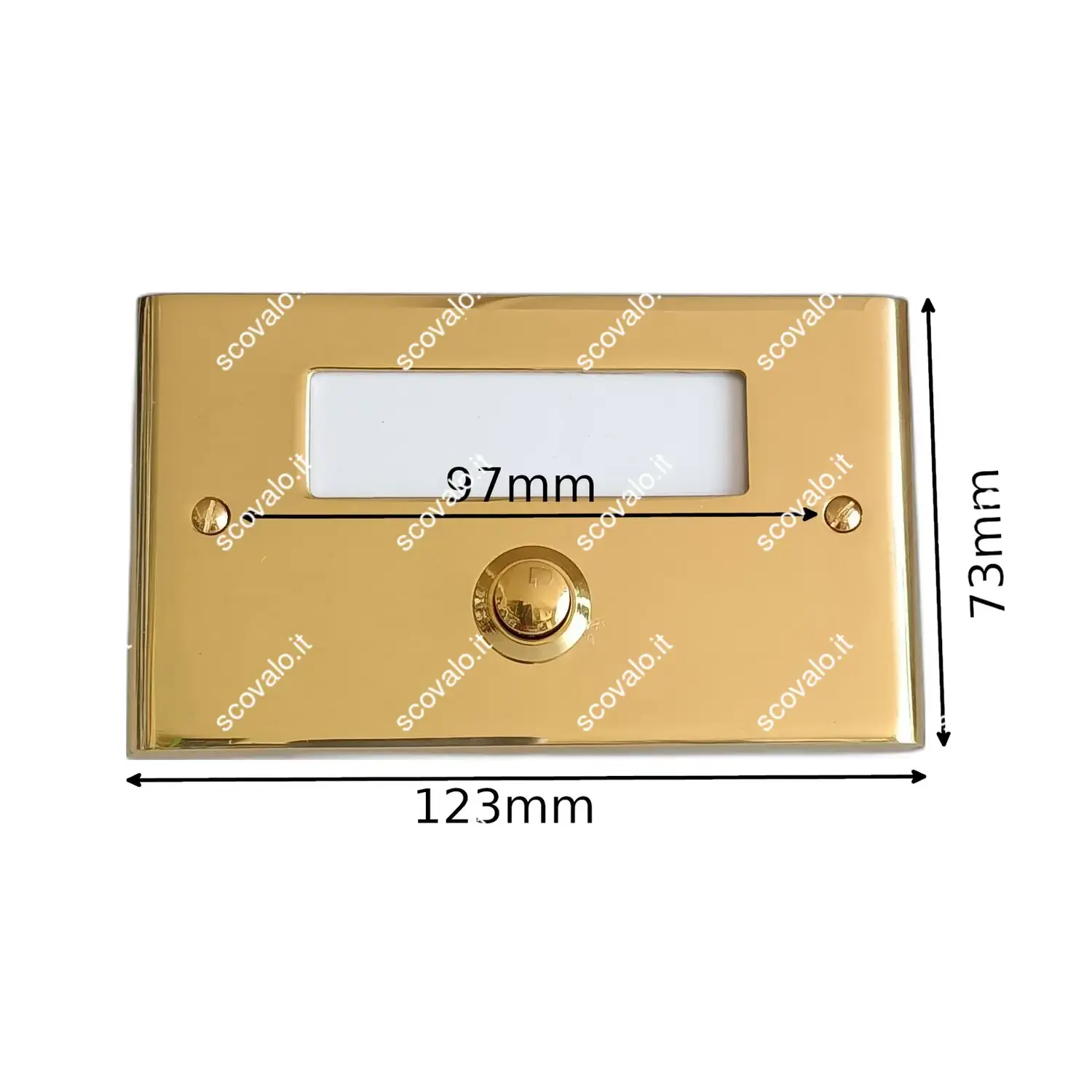 immagine pulsante campanello 230v ingresso casa portanome ottone oro lucido suoneria cottali 230v