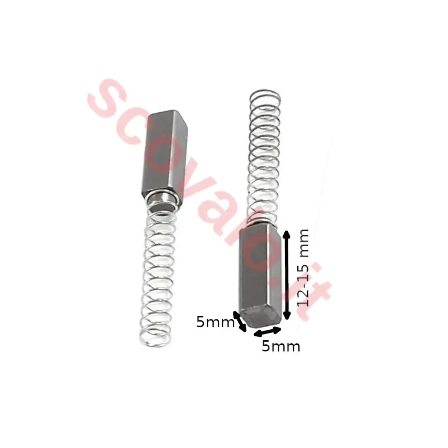 immagine carboncini spazzole ricambio motore elettrico 2 pezzi 5x5x12 mm