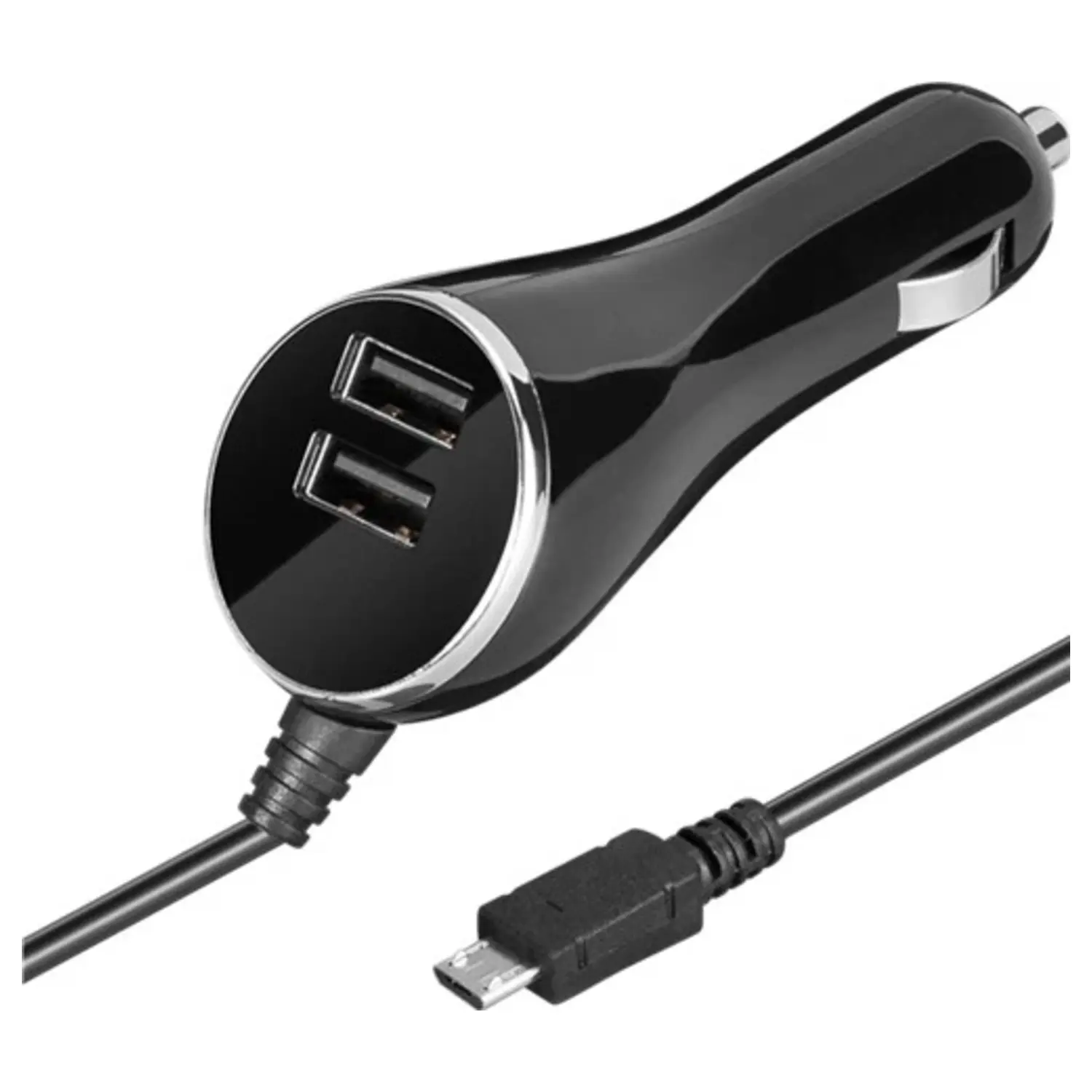 immagine del prodotto caricabatteria auto micro-usb due porte usb incorporate allungabile