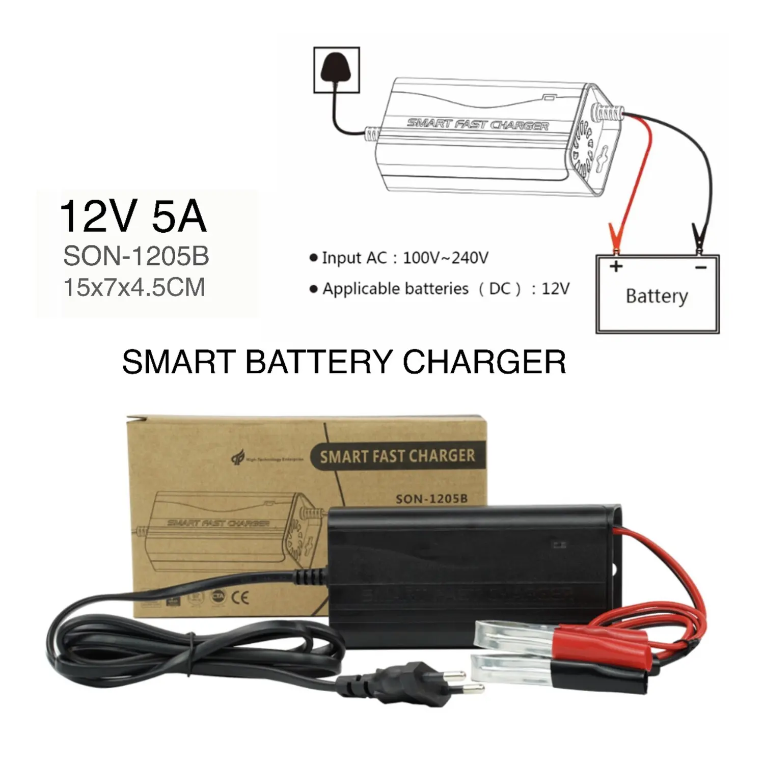 immagine caricabatteria per batterie veicoli ricarica rapida 5A 12V