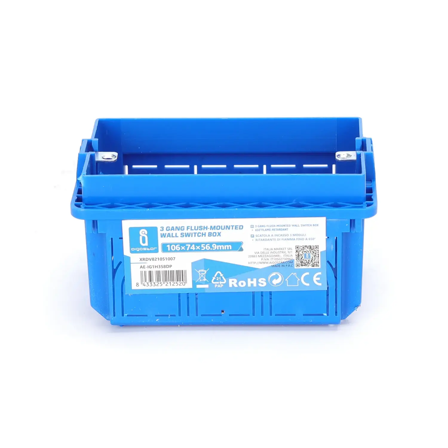 immagine cassetta portafrutti elettrica da incasso 503 3 fori