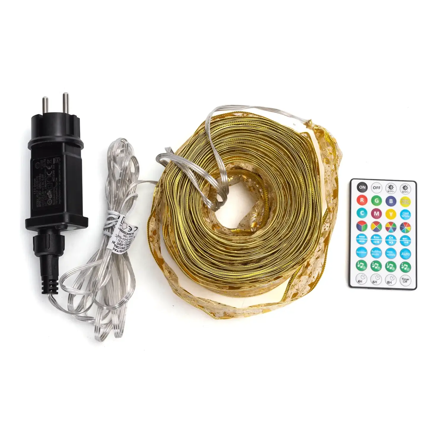 immagine Catena luminosa a basso voltaggio Bluetooth, nastro dorato, RGBIC 10m