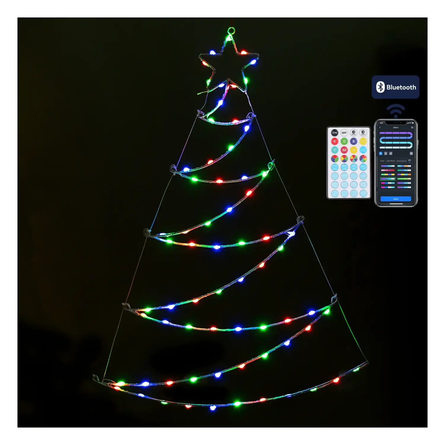 immagine del prodotto Catena luminosa a basso voltaggio Bluetooth per albero di Natale da muro RGBIC 1.4m