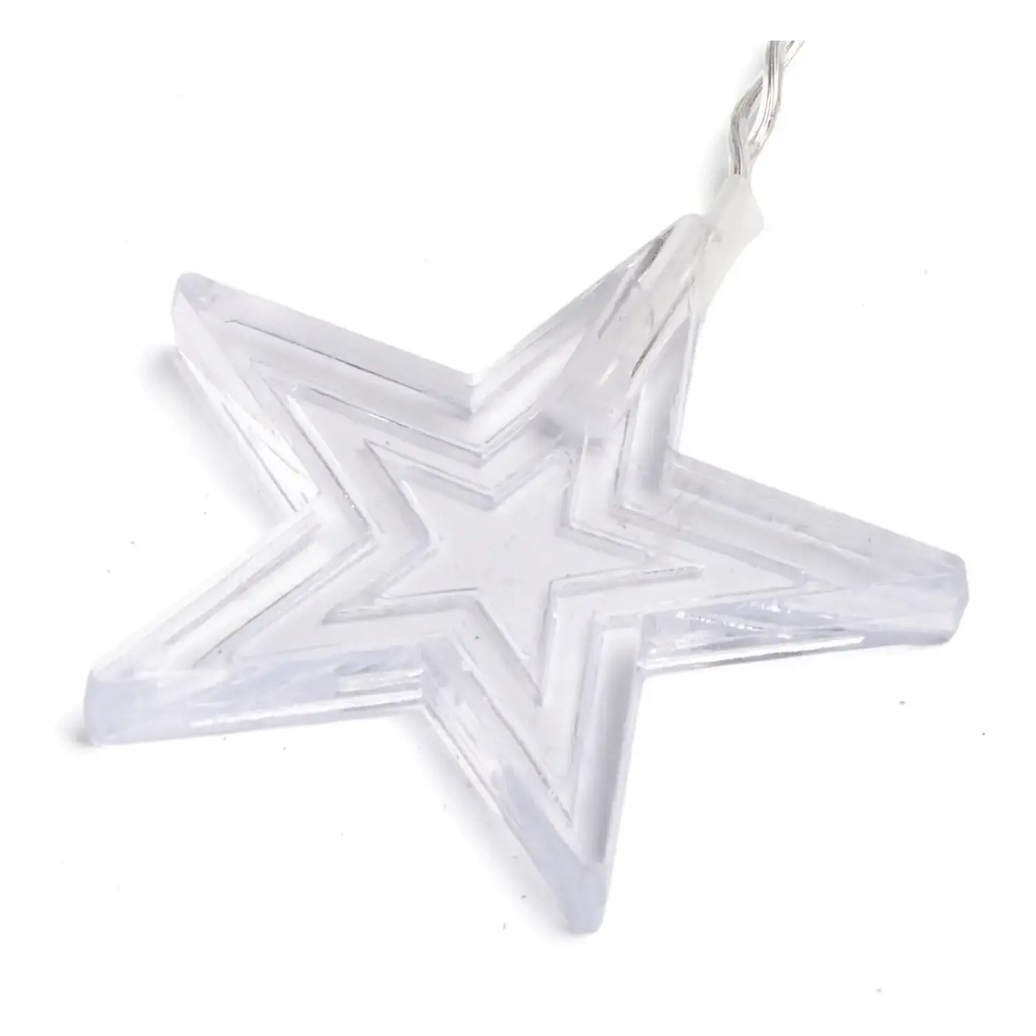 immagine Catena luminosa a basso voltaggio per tende a V invertita, luci a testa piatta e stelline, bianco caldo, 1.5*1.2m 11 strisce IP44, Interno&Esterno