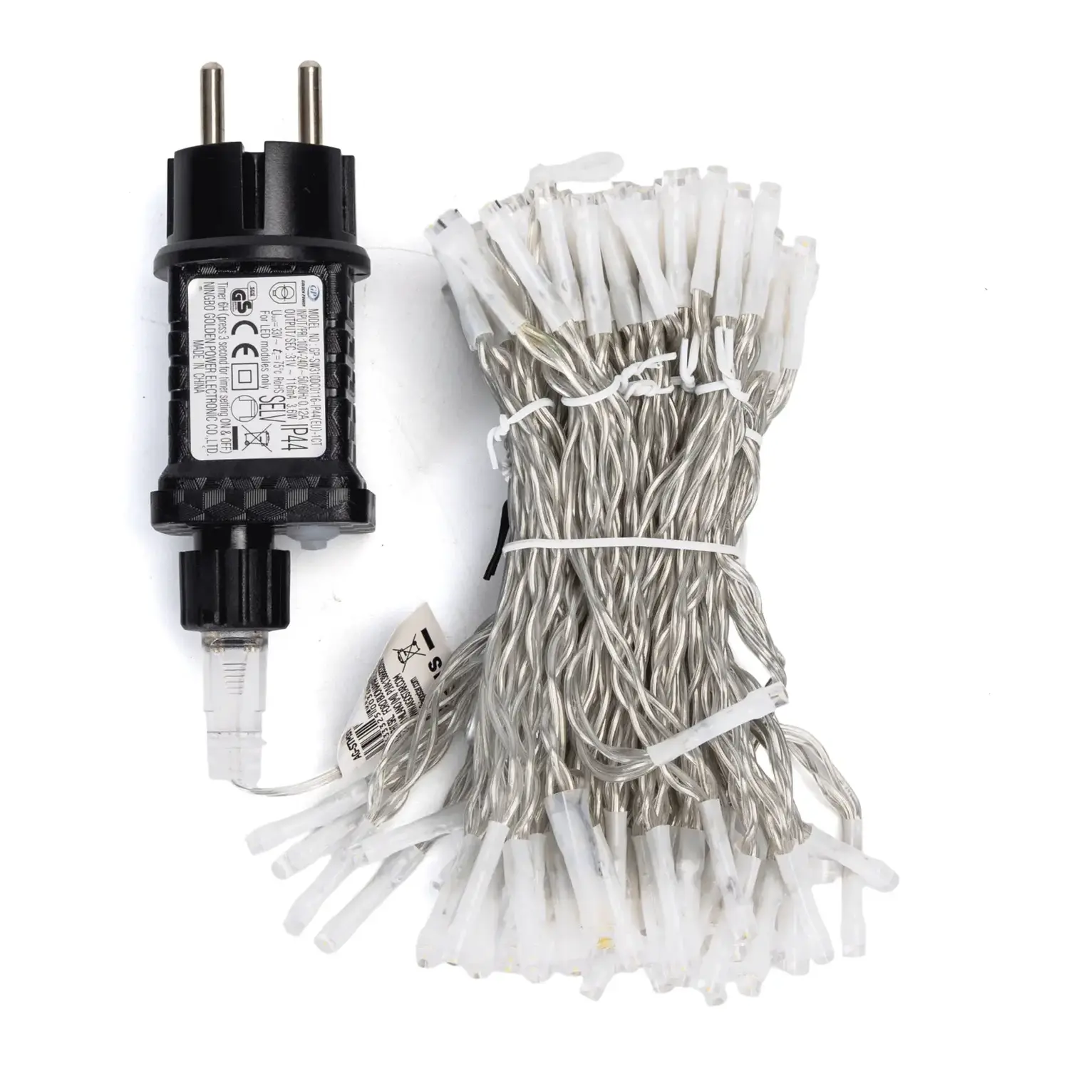 immagine Catena luminosa a basso voltaggio per tende, luci a testa piatta, bianco caldo, 0.9*1.2m 10 strisce IP44, Interno&Esterno