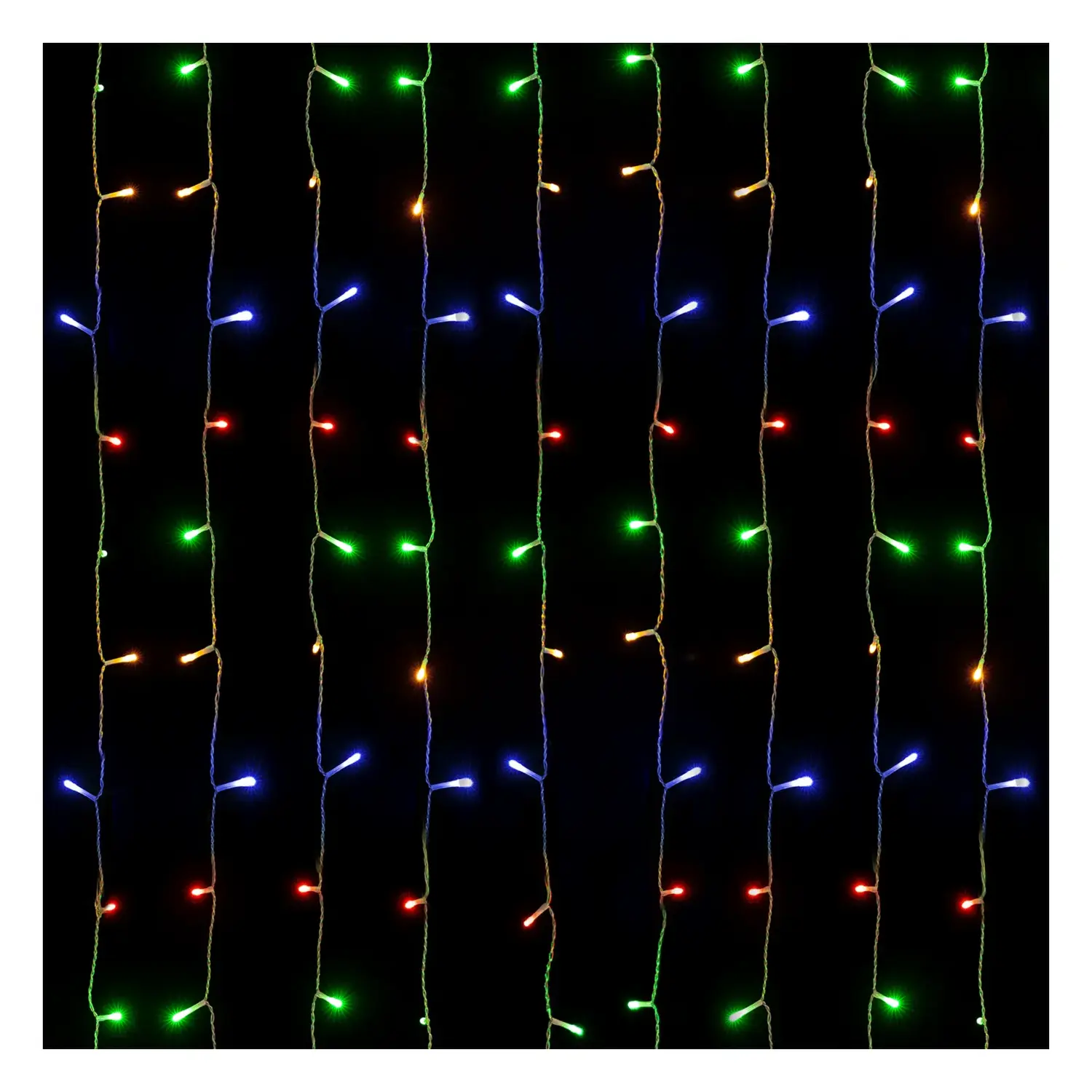 immagine del prodotto Catena luminosa a basso voltaggio per tende, luci a testa piatta, RGBY, 1.5*1.8m 16 strisce IP44, Interno&Esterno