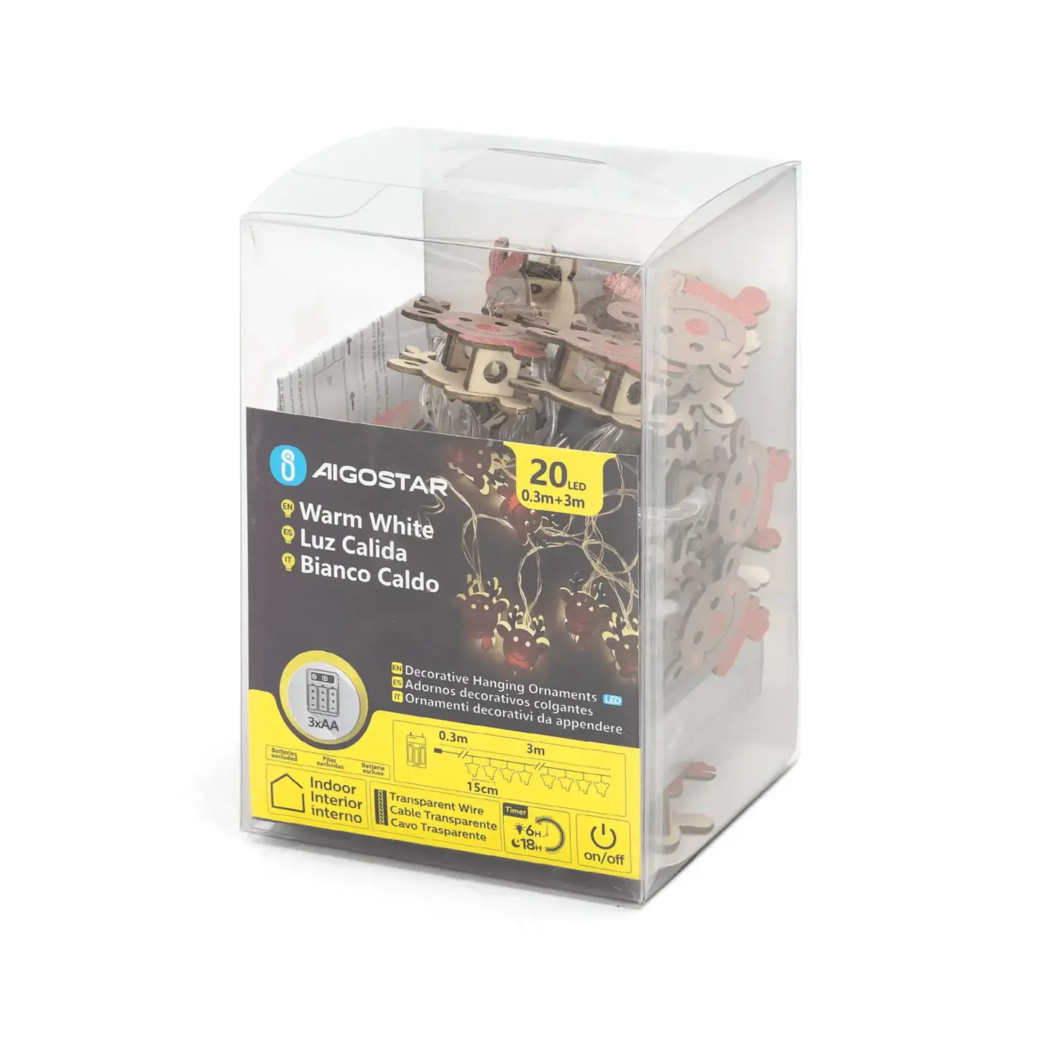 immagine Catena luminosa a batteria 3AA con luci a renna, luce calda, 3m ,IP20 Interno