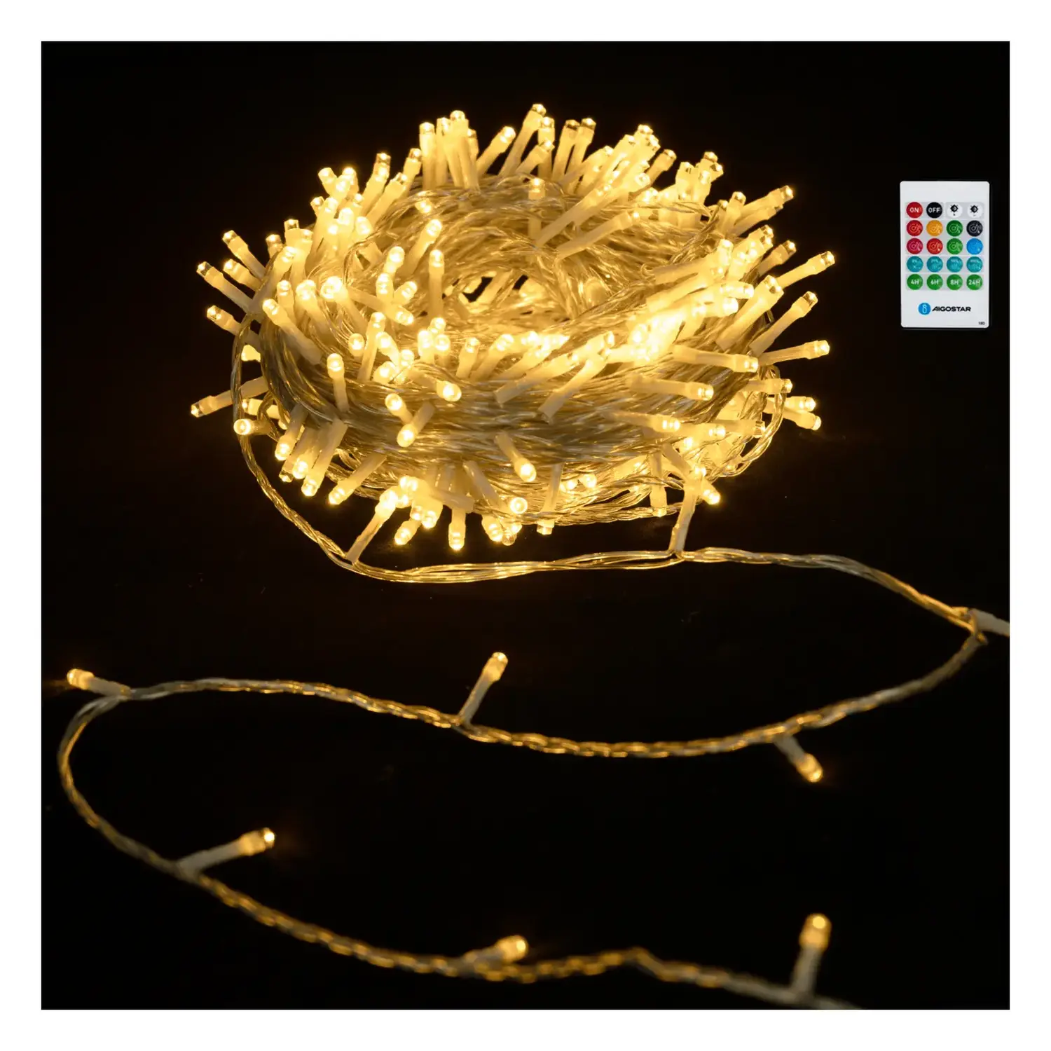 immagine del prodotto Catena luminosa a batteria 3AA con sensore musicale, luce calda, 10M IP44, Interno&Esterno