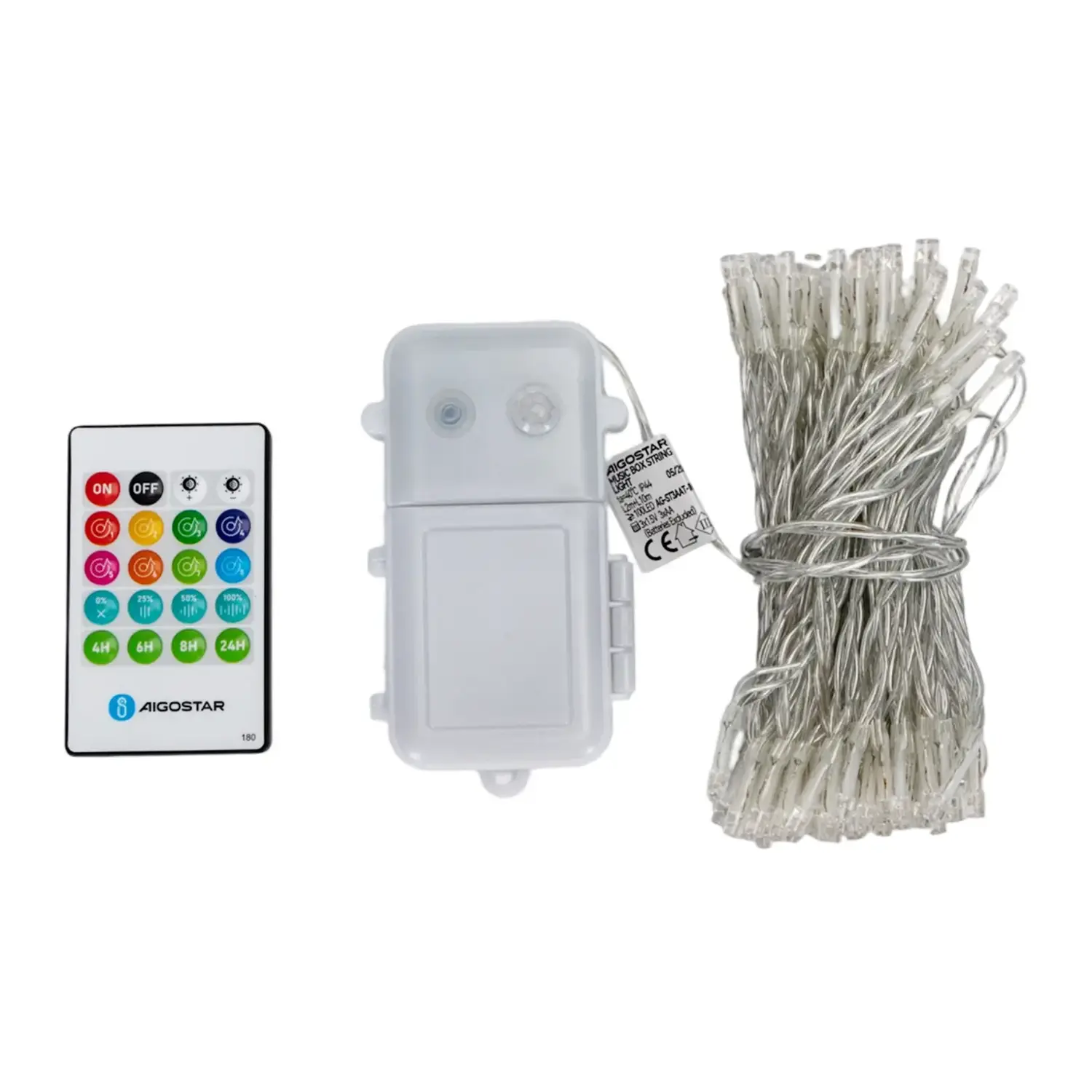 immagine Catena luminosa a batteria 3AA con sensore musicale, luce calda, 10M IP44, Interno&Esterno