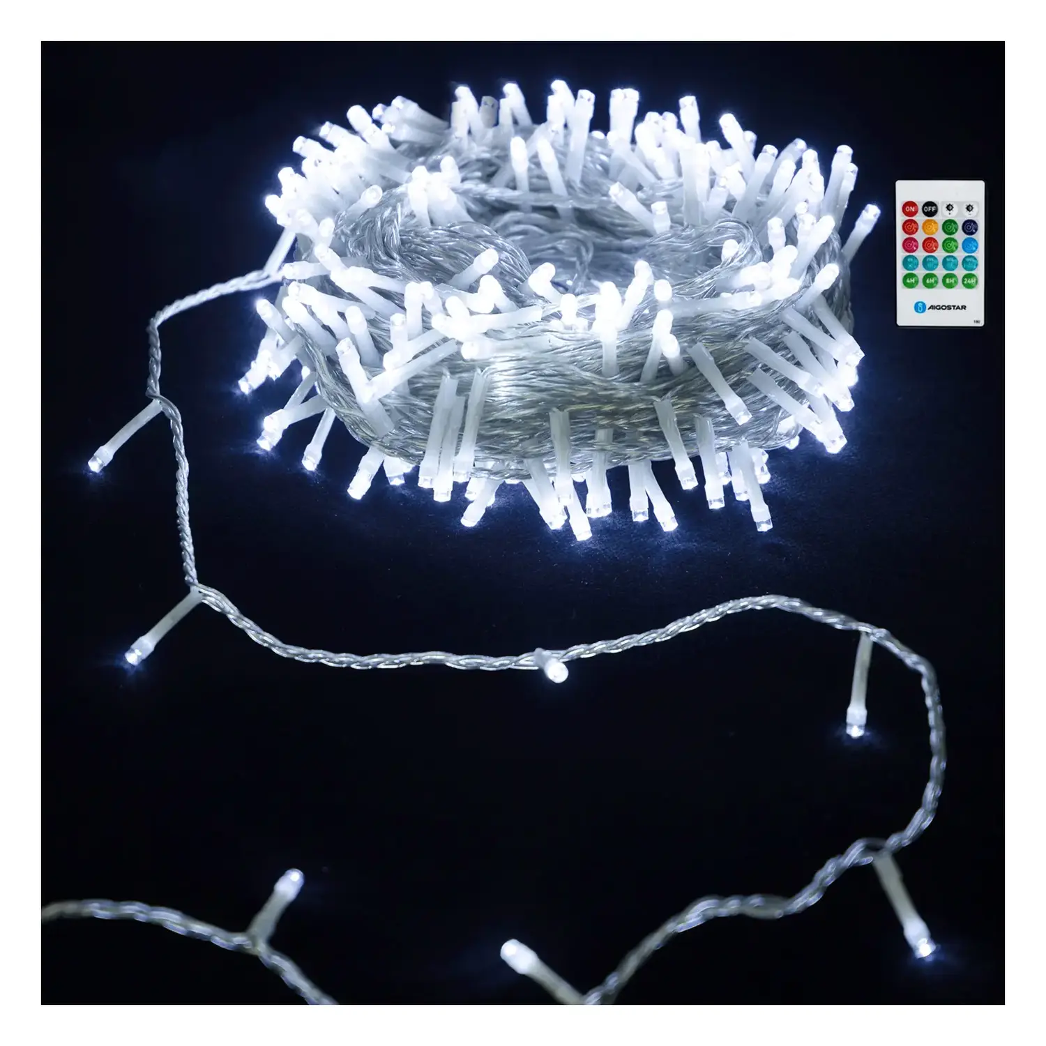 immagine del prodotto Catena luminosa a batteria 3AA con sensore musicale, luce fredda, 2M IP44, Interno&Esterno