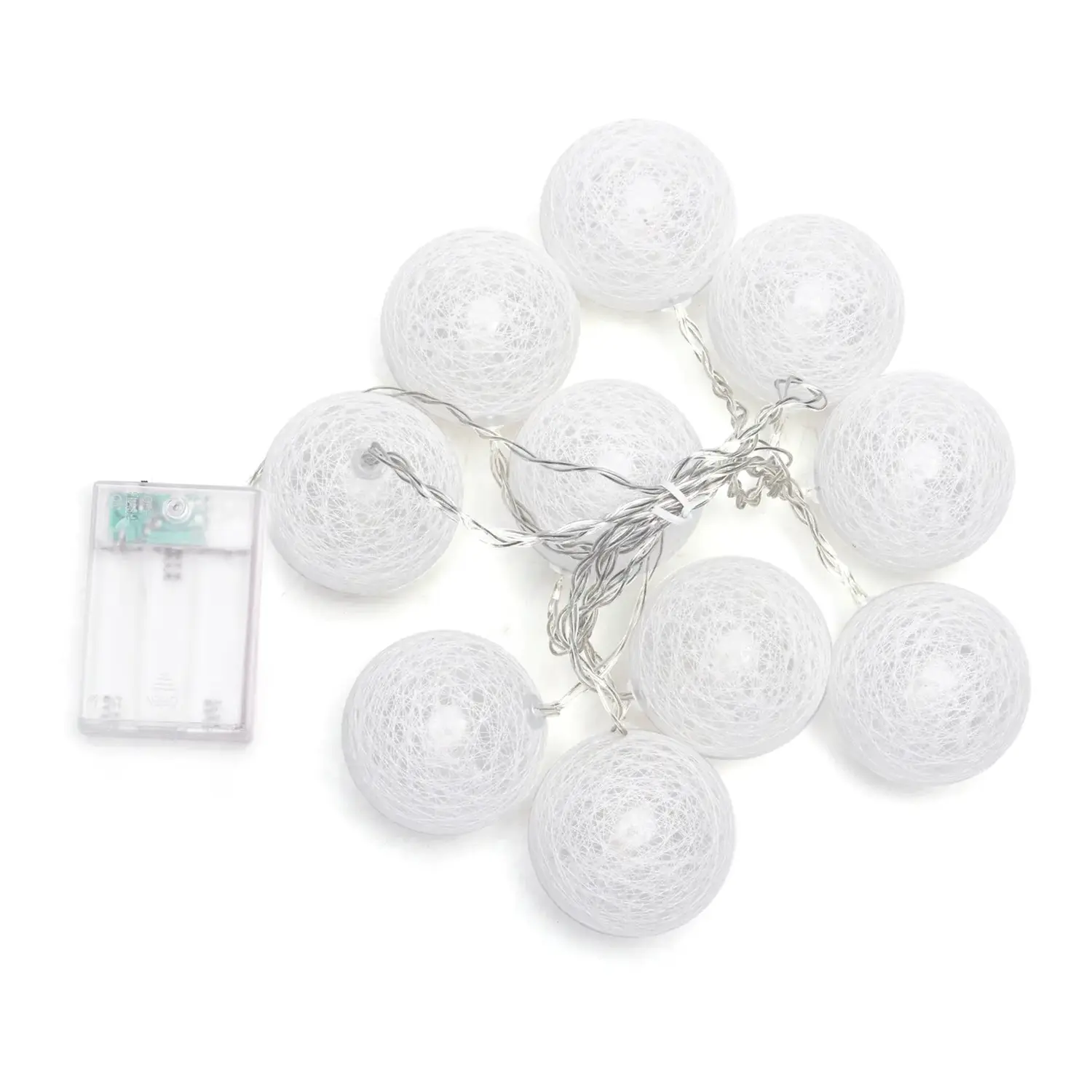 immagine Catena luminosa a batteria 3AA, luci a batuffoli bianchi, bianco caldo 2m