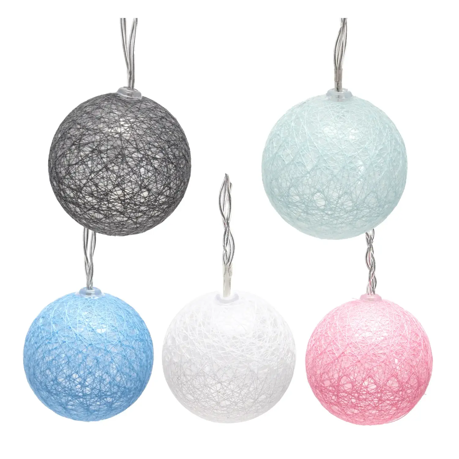 immagine Catena luminosa a batteria 3AA, luci a batuffoli colori misti, bianco caldo 2m