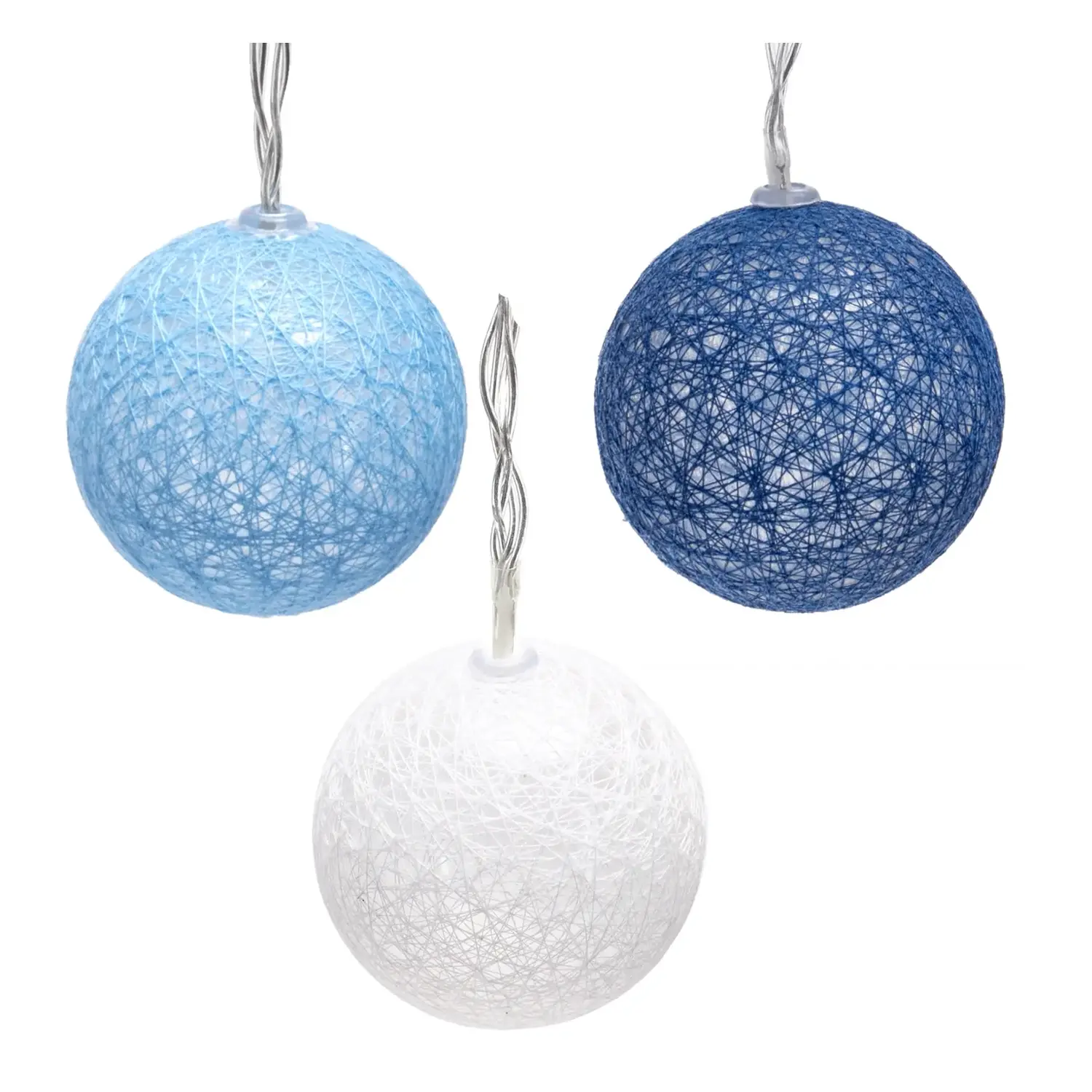 immagine Catena luminosa a batteria 3AA, luci a batuffoli colori misti gradazioni di blu, bianco caldo 2m