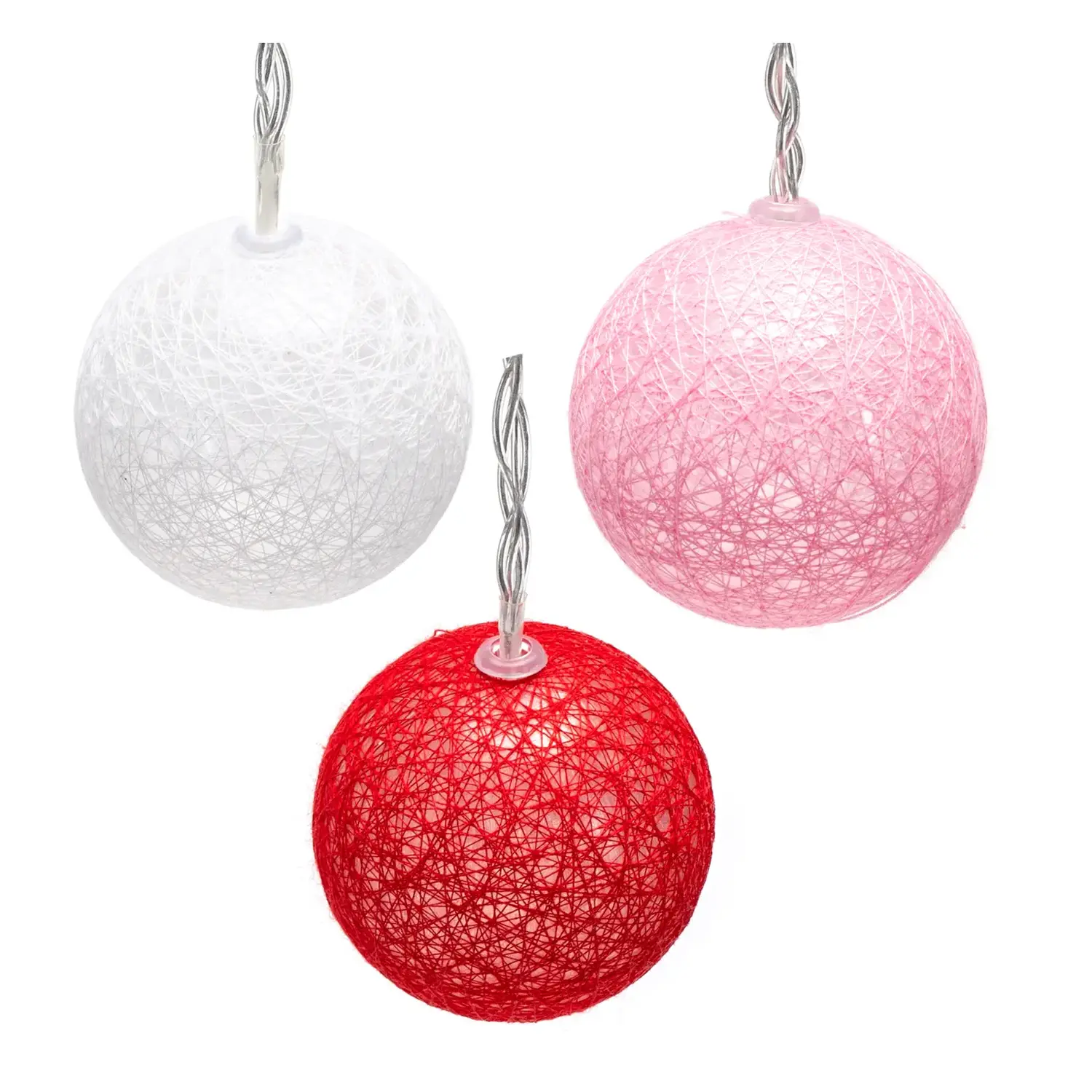 immagine Catena luminosa a batteria 3AA, luci a batuffoli colori misti gradazioni di rosa acceso, bianco caldo 2m