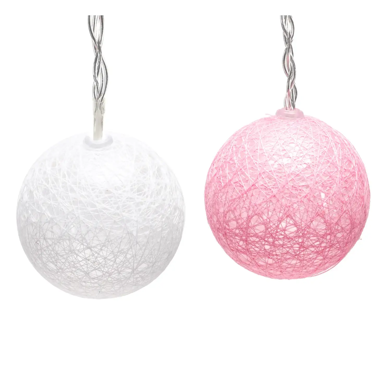 immagine Catena luminosa a batteria 3AA, luci a batuffoli colori misti gradazioni di rosa chiaro, bianco caldo 2m