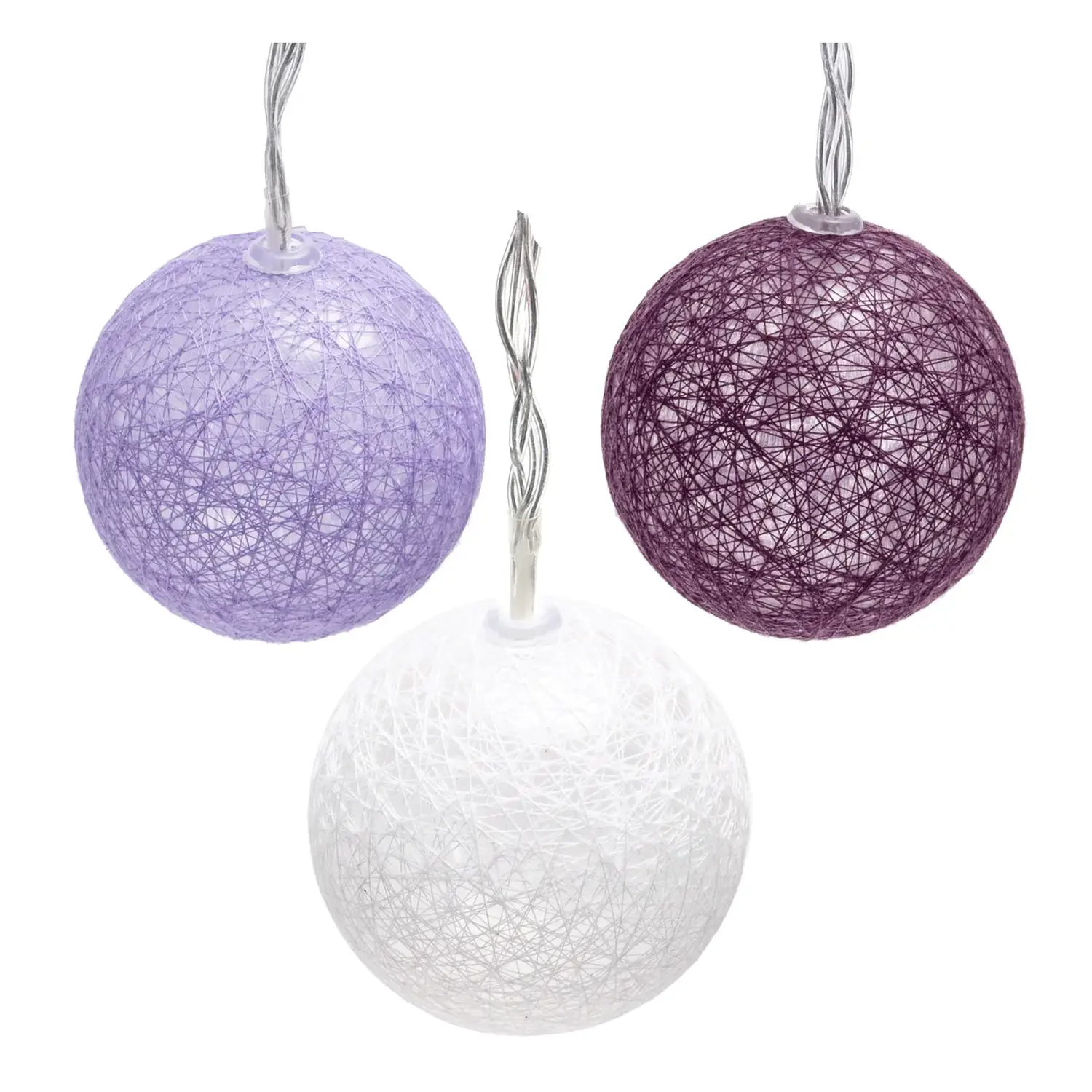 immagine Catena luminosa a batteria 3AA, luci a batuffoli colori misti gradazioni di viola, bianco caldo 2m