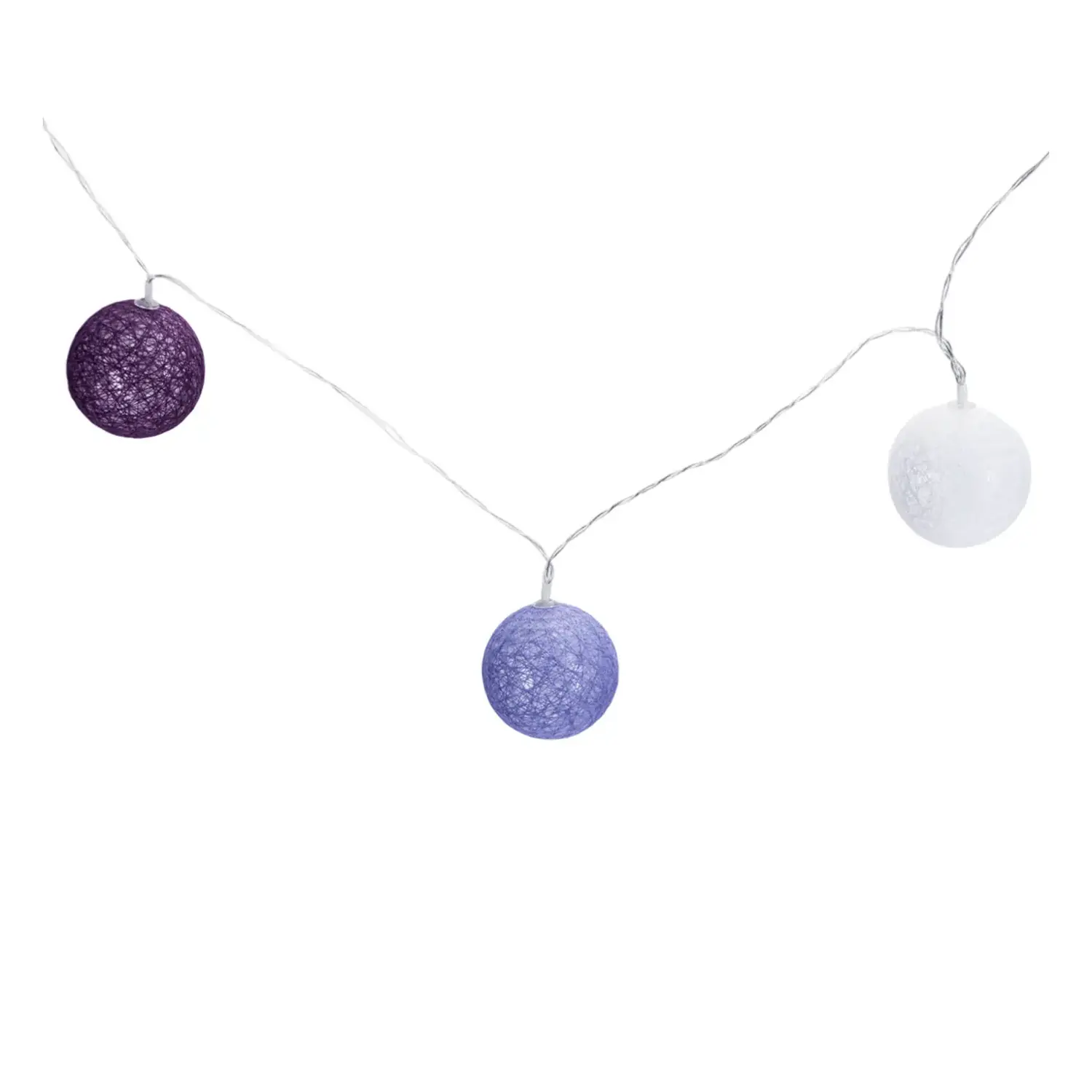 immagine Catena luminosa a batteria 3AA, luci a batuffoli colori misti gradazioni di viola, bianco caldo 2m