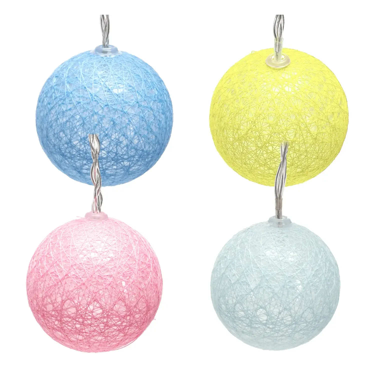 immagine Catena luminosa a batteria 3AA, luci a batuffoli colori misti pastello, bianco caldo 2m