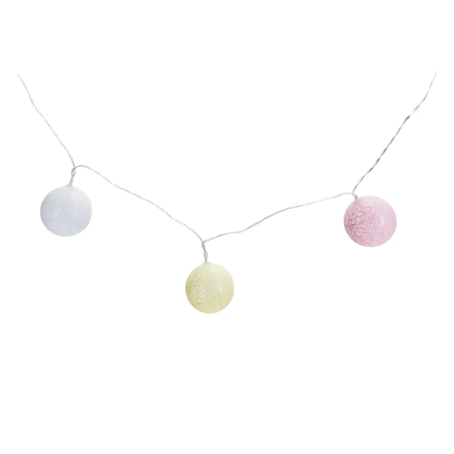 immagine Catena luminosa a batteria 3AA, luci a batuffoli colori misti pastello, bianco caldo 2m