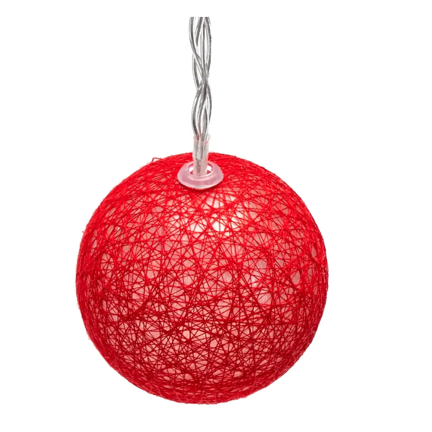 immagine Catena luminosa a batteria 3AA, luci a batuffoli rossi, bianco caldo 2m