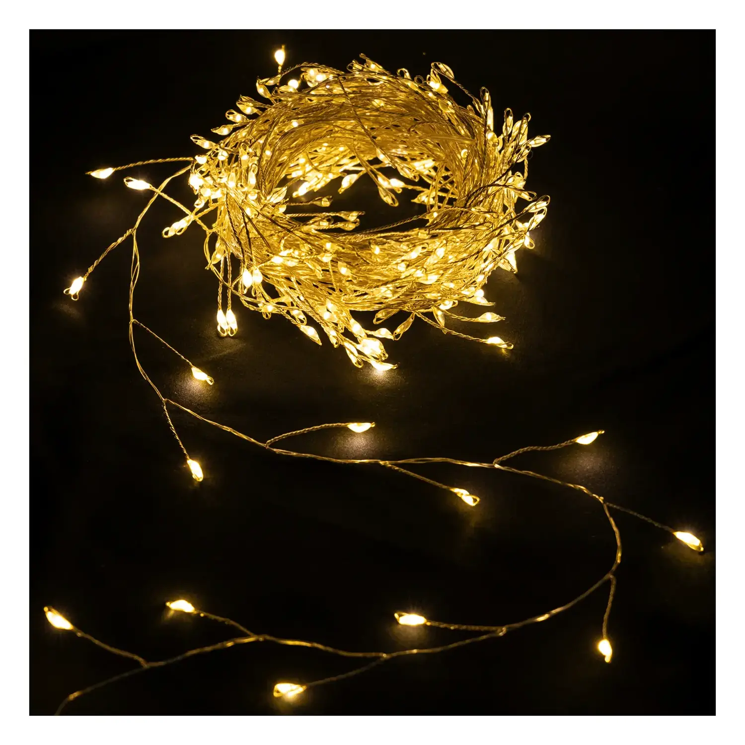 immagine del prodotto Catena luminosa a batteria 3AA, luci a petardo, cavo in rame, bianco caldo 1.5m IP44, Interno&Esterno