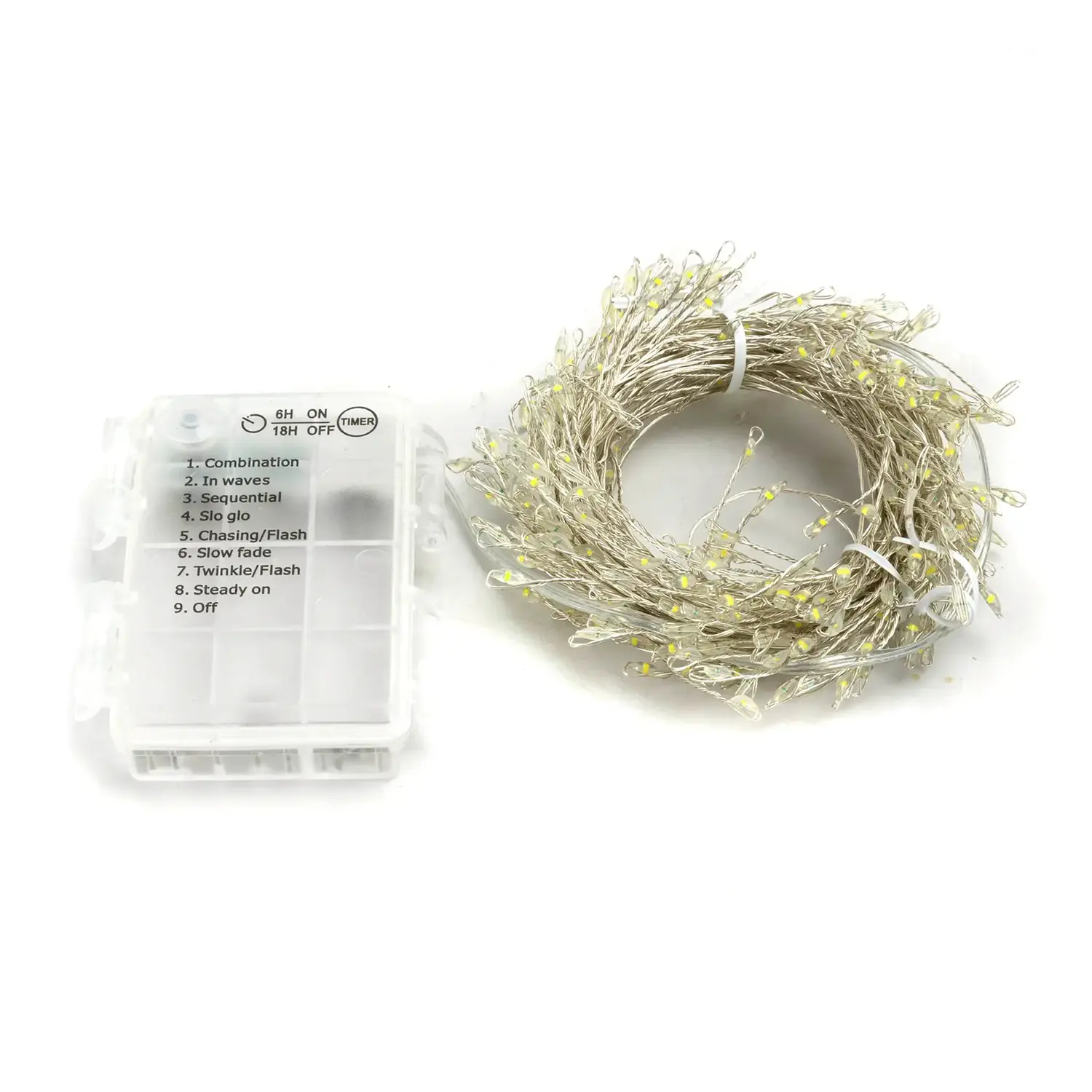 immagine Catena luminosa a batteria 3AA, luci a petardo, cavo in rame, bianco freddo 9m IP44, Interno&Esterno