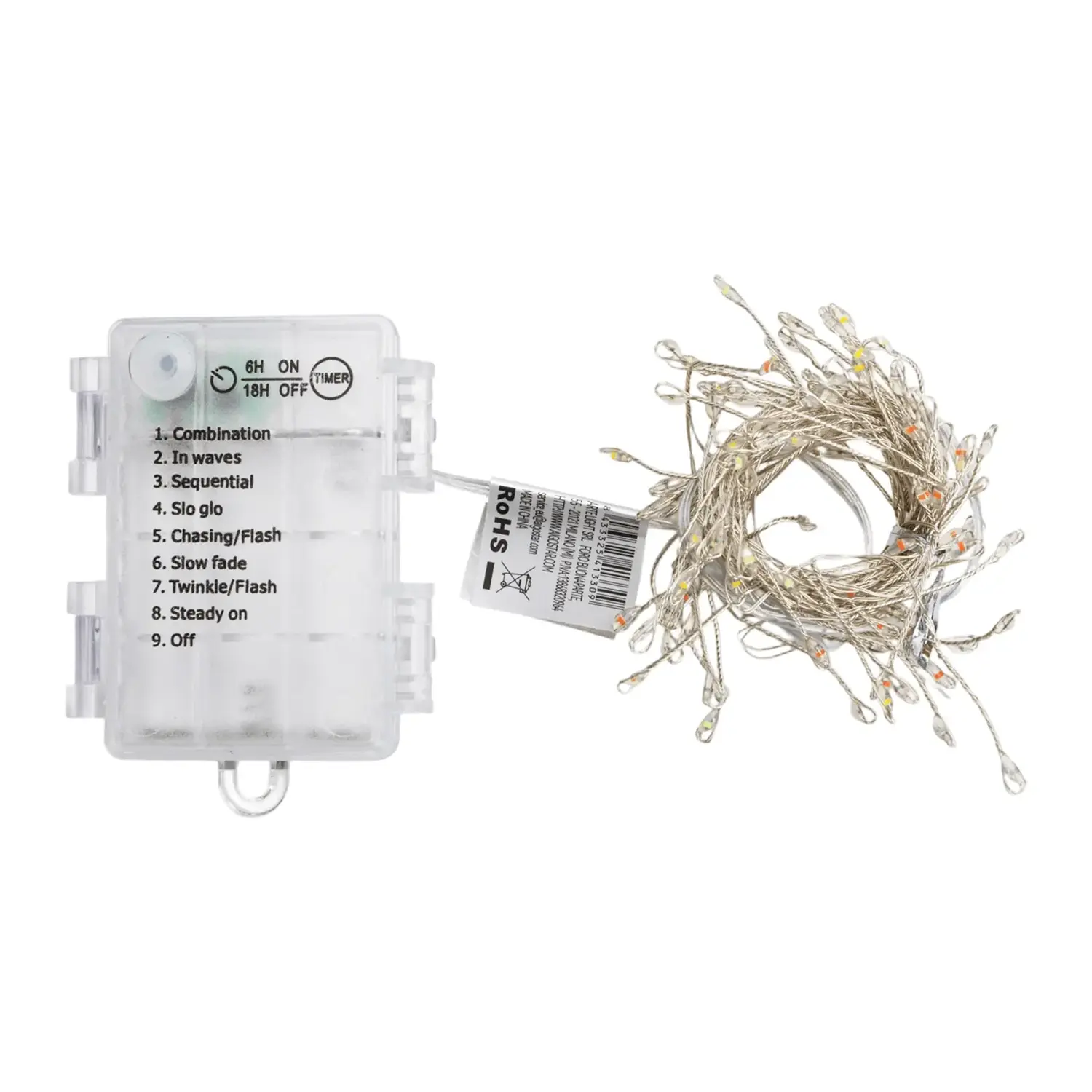 immagine Catena luminosa a batteria 3AA, luci a petardo, cavo in rame, RGBY 3m IP44, Interno&Esterno