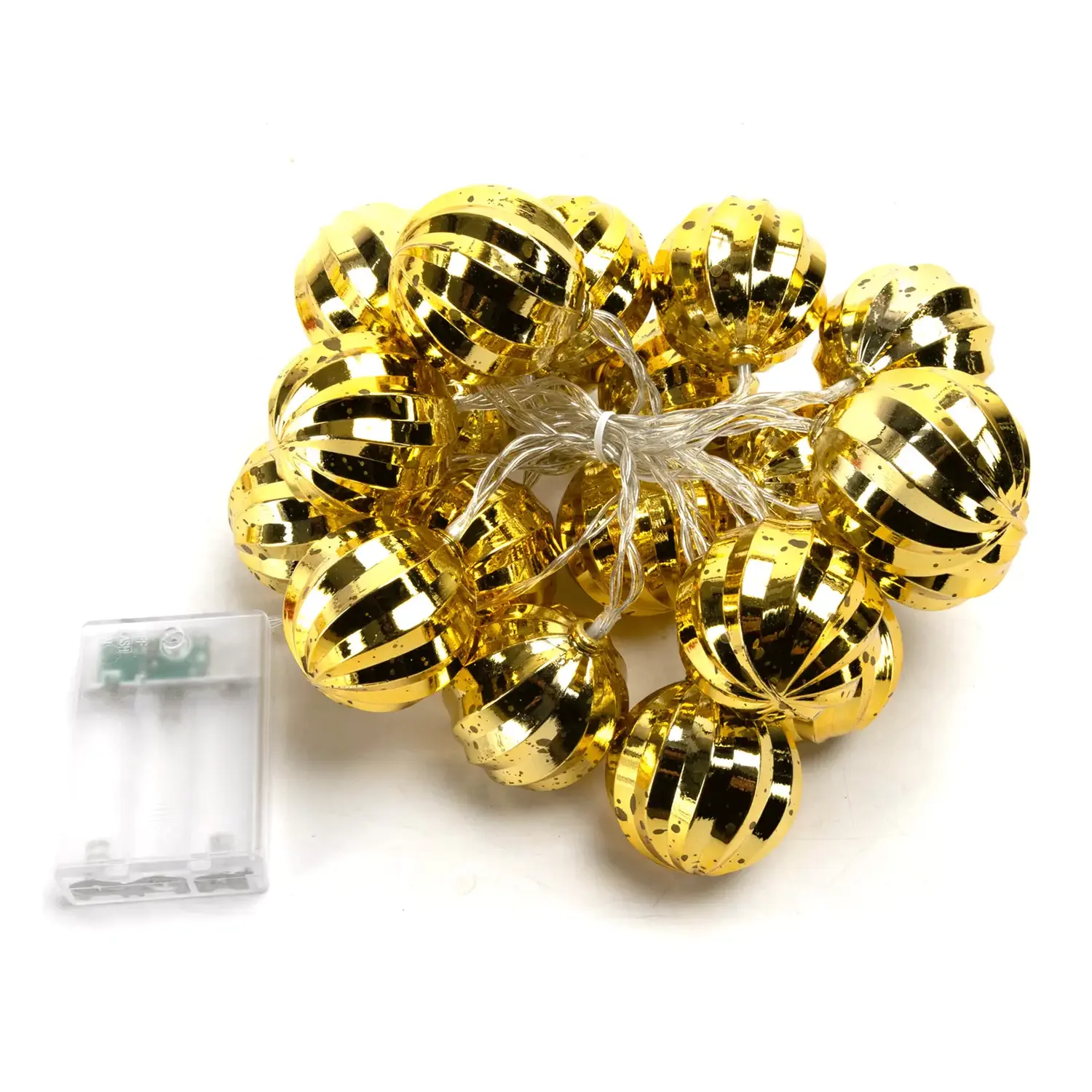 immagine Catena luminosa a batteria 3AA, palline di Natale dorate, bianco caldo 2m IP44, Interno&Esterno