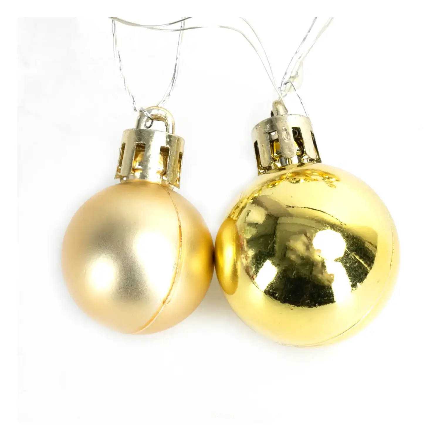 immagine Catena luminosa a batteria 3AA, palline di Natale piccole e grandi dorate, bianco caldo 2m IP44, Interno&Esterno