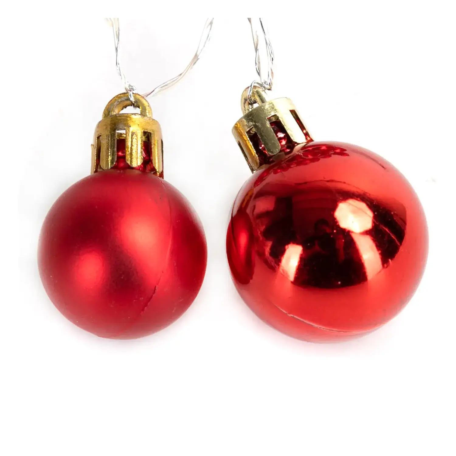 immagine Catena luminosa a batteria 3AA, palline di Natale piccole e grandi rosse, bianco caldo 2m IP44, Interno&Esterno