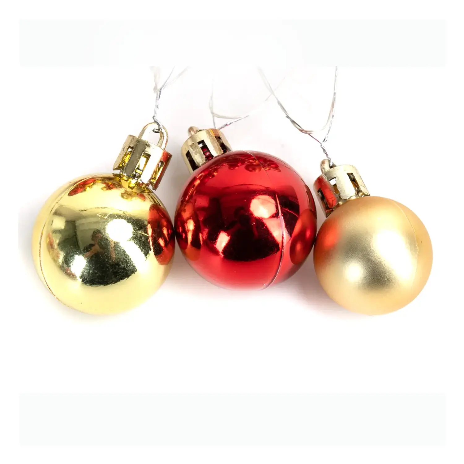 immagine Catena luminosa a batteria 3AA, palline di Natale piccole e grandi rosse e oro, bianco caldo 2m IP44, Interno&Esterno