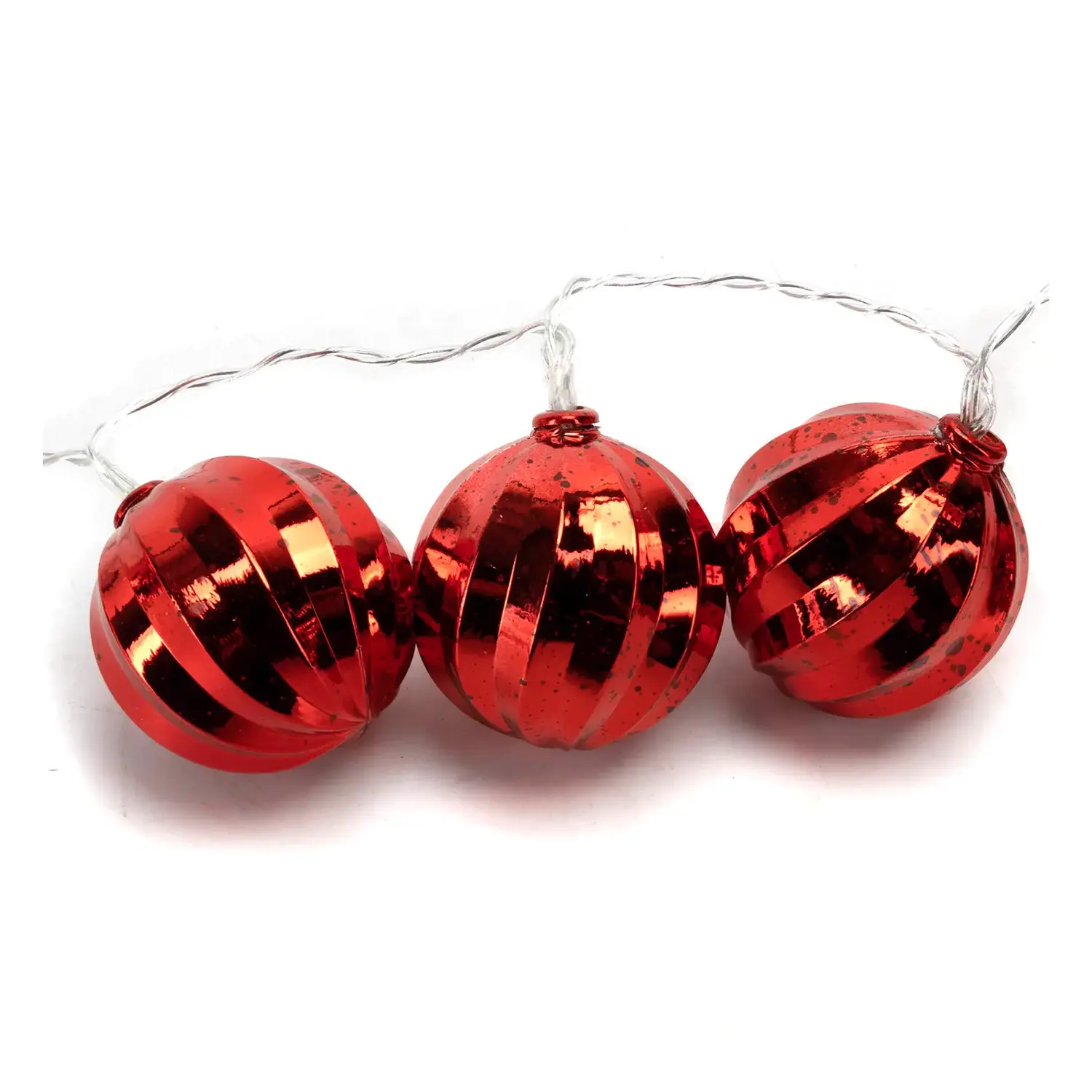 immagine Catena luminosa a batteria 3AA, palline di Natale rosse, bianco caldo 2m IP44, Interno&Esterno