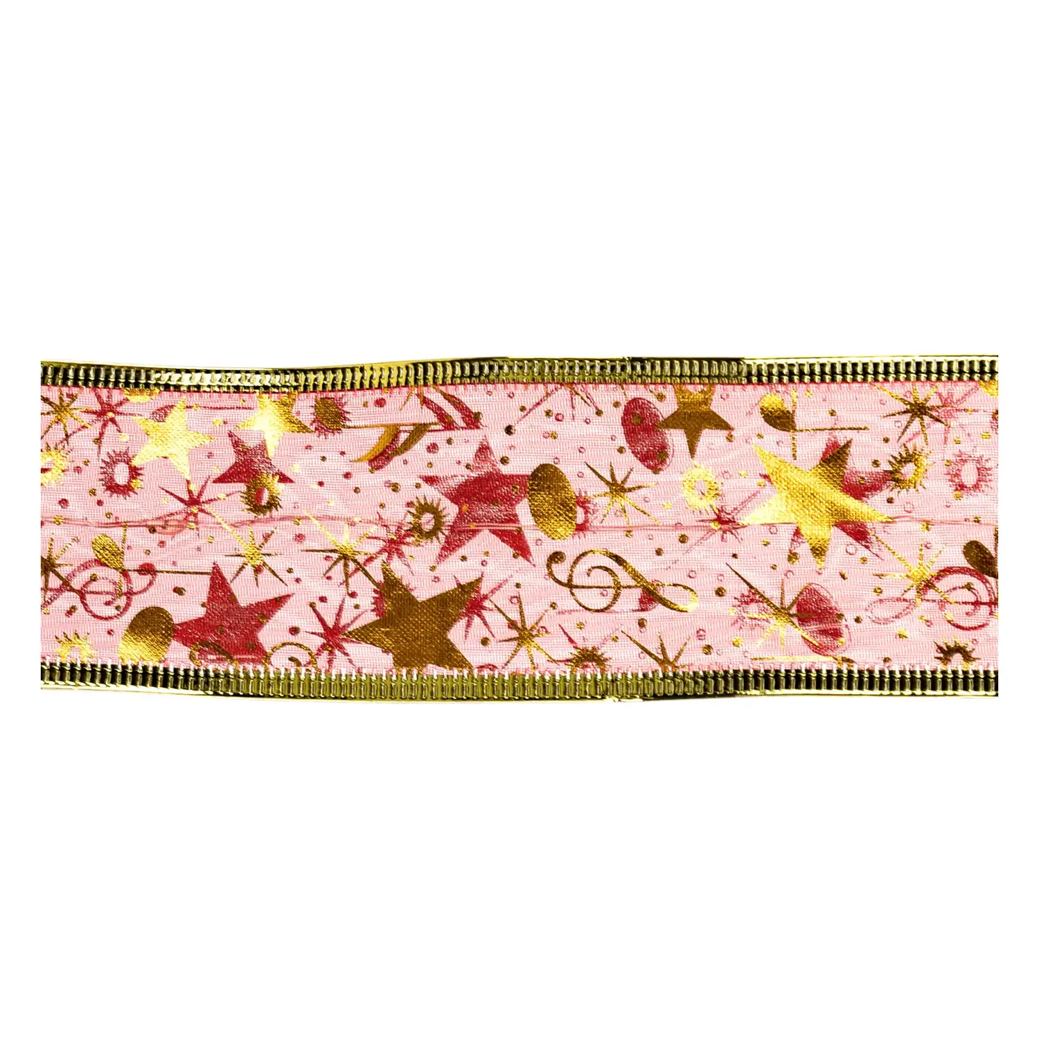 immagine Catena luminosa a batteria 3AA per albero di Natale, nastro rosso 5cm, bianco caldo 10m IP44, Interno&Esterno