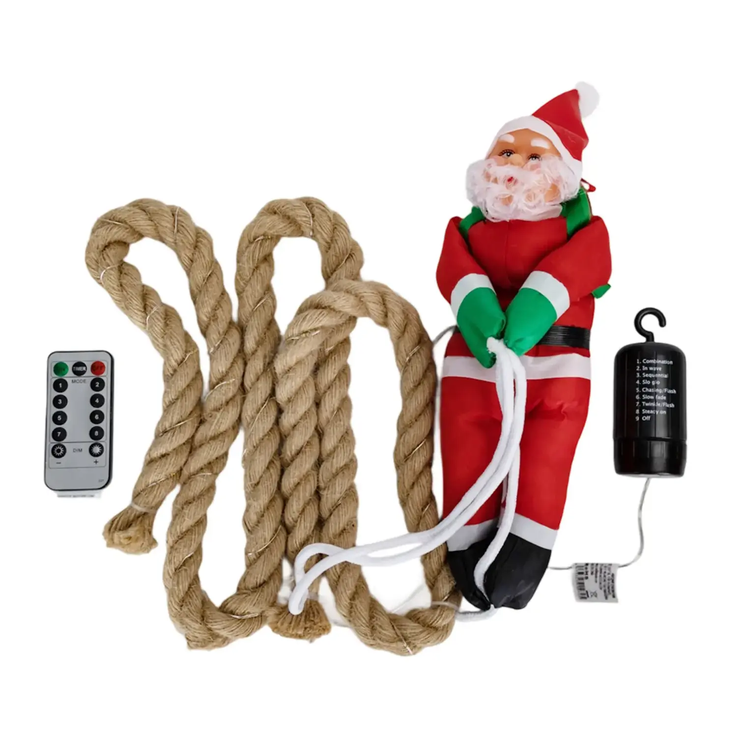 immagine Catena luminosa a batteria 4AA, Babbo Natale con corda, bianco caldo IP44, Interno&Esterno