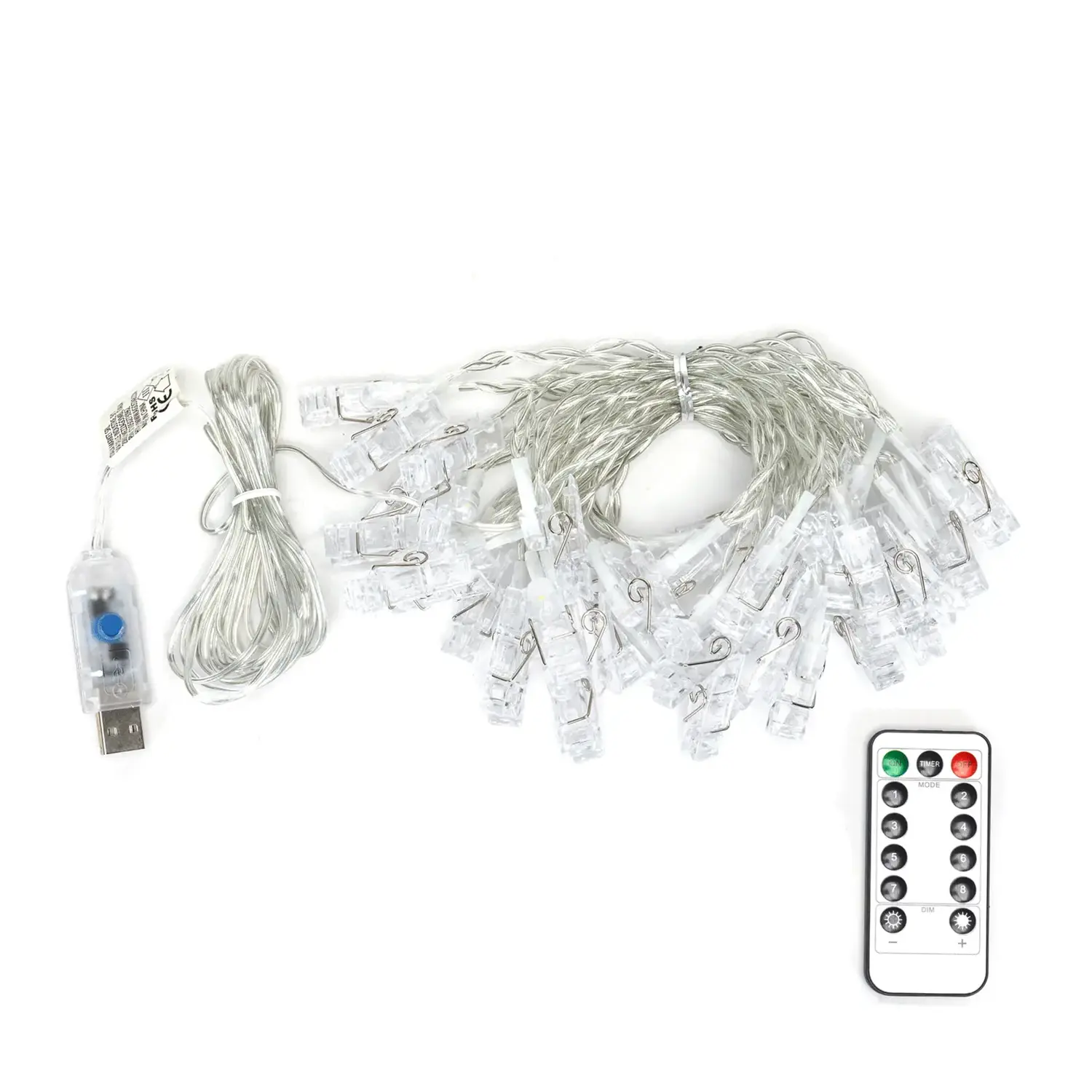 immagine Catena luminosa con mollette L6m-Luce calda-40LED-IP20