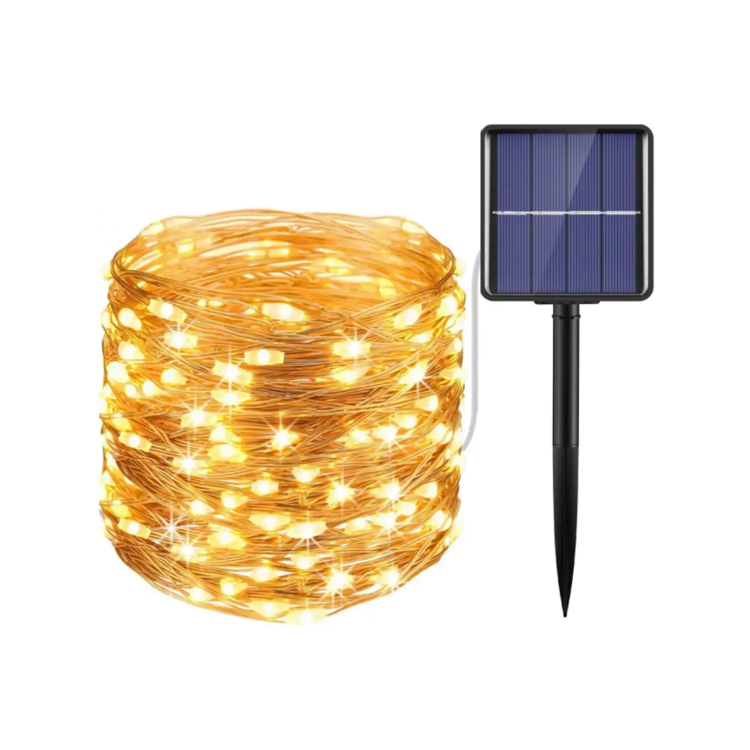 immagine del prodotto catena luminosa solare natalizia led natale 10mt 100 led bianco caldo