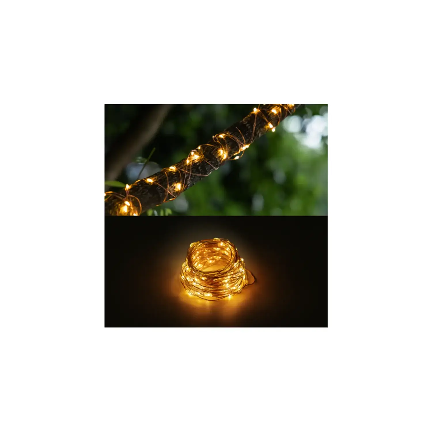 immagine catena luminosa solare natalizia led natale 10mt 100 led bianco caldo