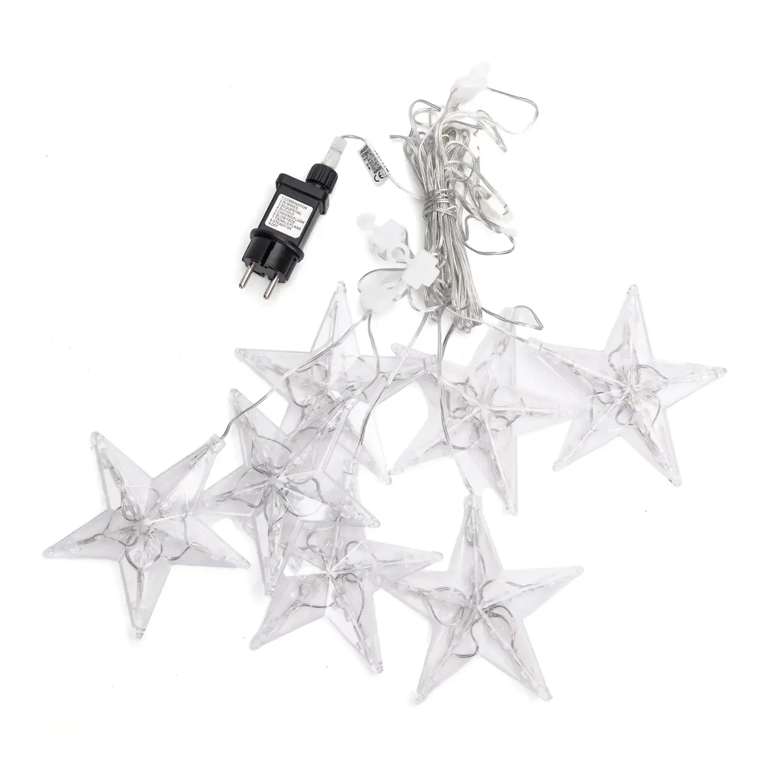 immagine Catene luminose a basso voltaggio,Tenda trapezoidale con parte superiore piatta e pendente a stella luminosa,bianco caldo, 1.2*1m, 7 strisce IP44, Interno&Esterno