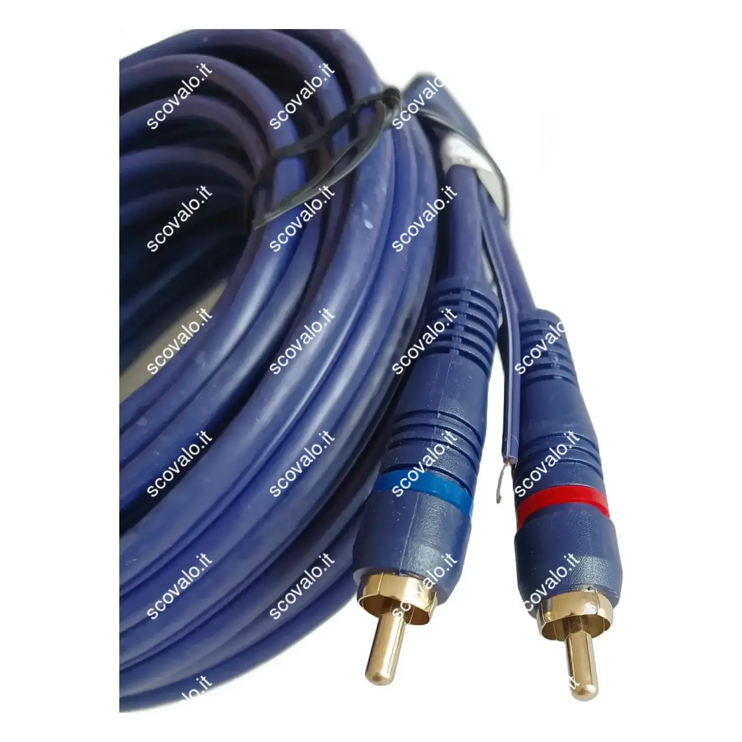 immagine cavetto auto Hi-fi stereo professionale 2 rca dorato remoto schermato blu 5 mt