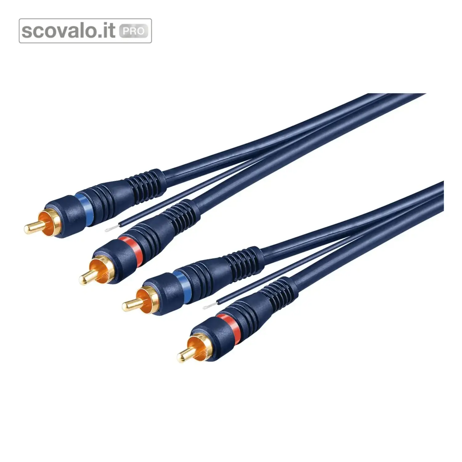 immagine del prodotto Cavetto Auto Hi-Fi Stereo RCA Dorato Blu 5m, Schermato, Comando Remoto