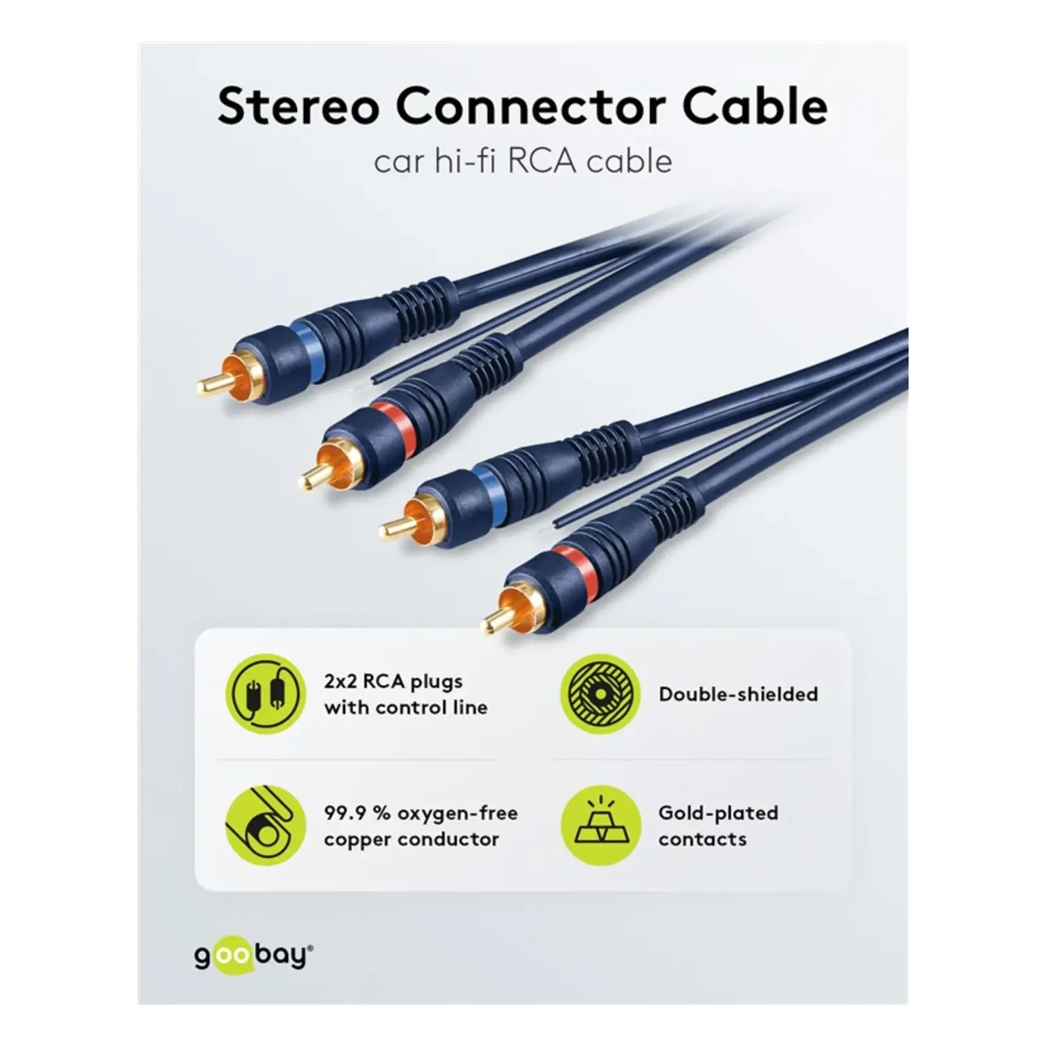 immagine Cavetto Auto Hi-Fi Stereo RCA Dorato Blu 5m, Schermato, Comando Remoto