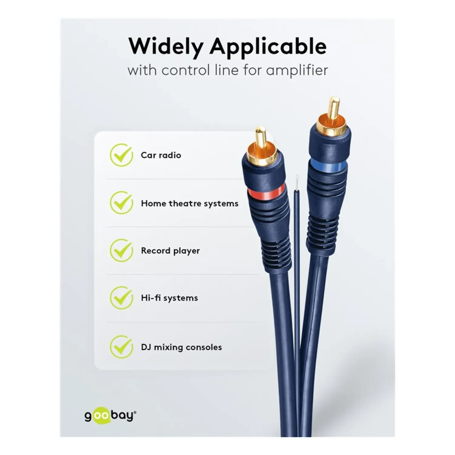 immagine Cavetto Auto Hi-Fi Stereo RCA Dorato Blu 5m, Schermato, Comando Remoto