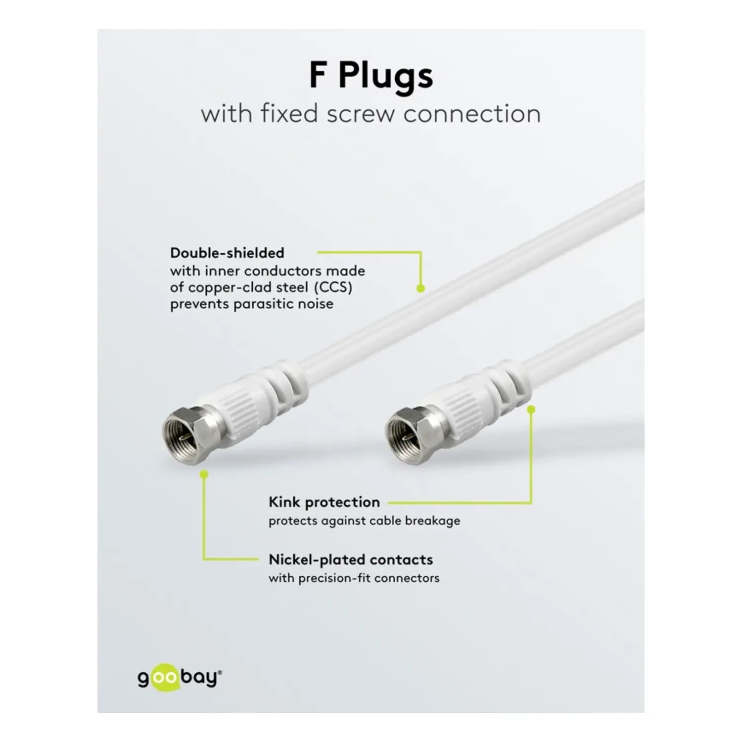 immagine Cavo Antenna Satellitare 5mt Spina F Doppia Schermatura 75 Ohm Bianco
