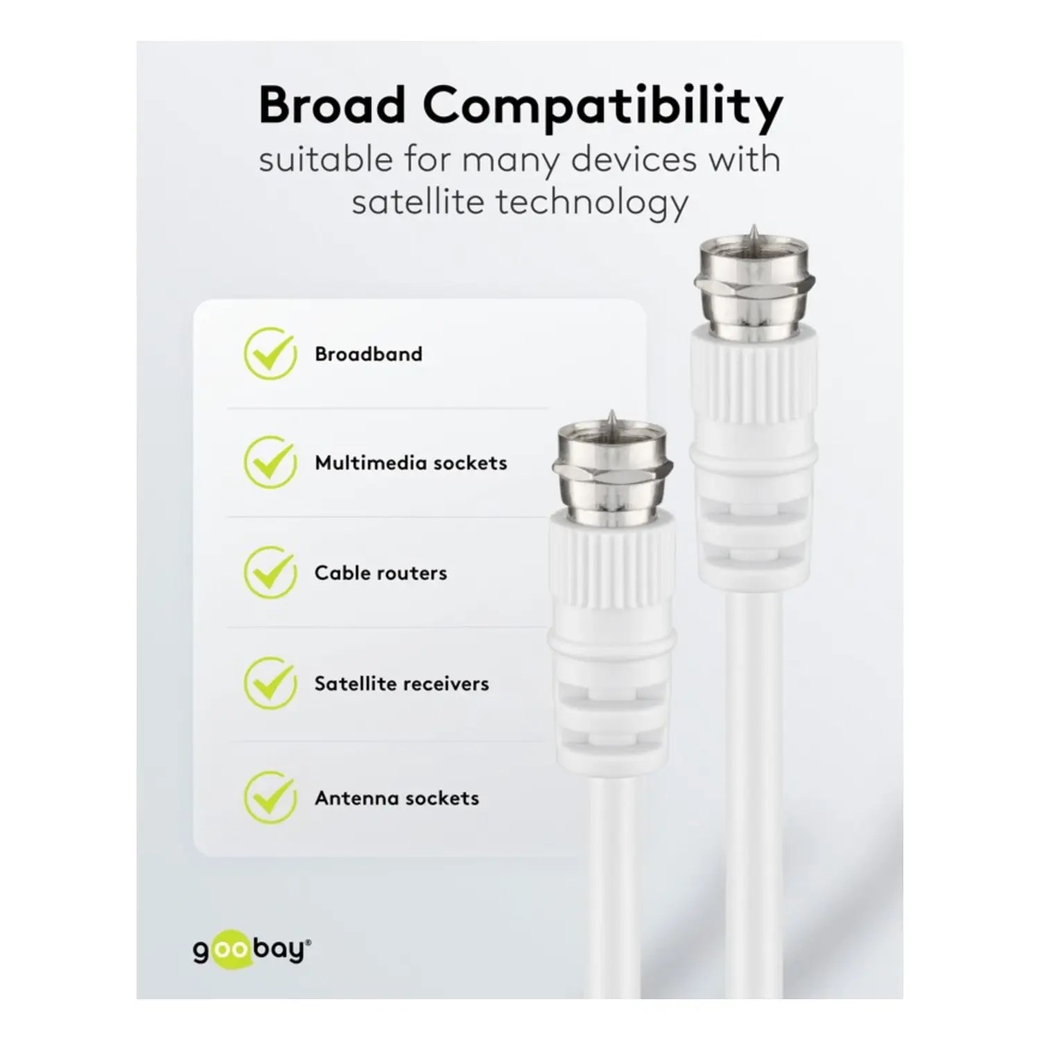immagine Cavo Antenna Satellitare 5mt Spina F Doppia Schermatura 75 Ohm Bianco