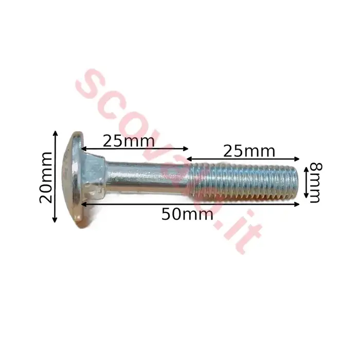 immagine cavicchia vite testa tonda M8x50 con bullone quadro sotto testa