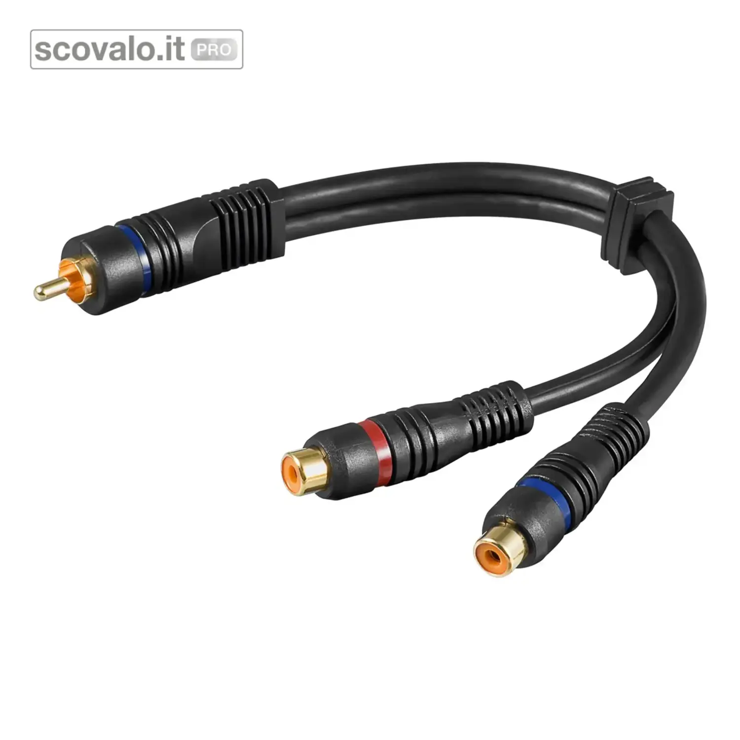 immagine del prodotto Adattatore Cavo RCA Y da 1 a 2 Prese, Schermato, 20 cm, Oro, Goobay