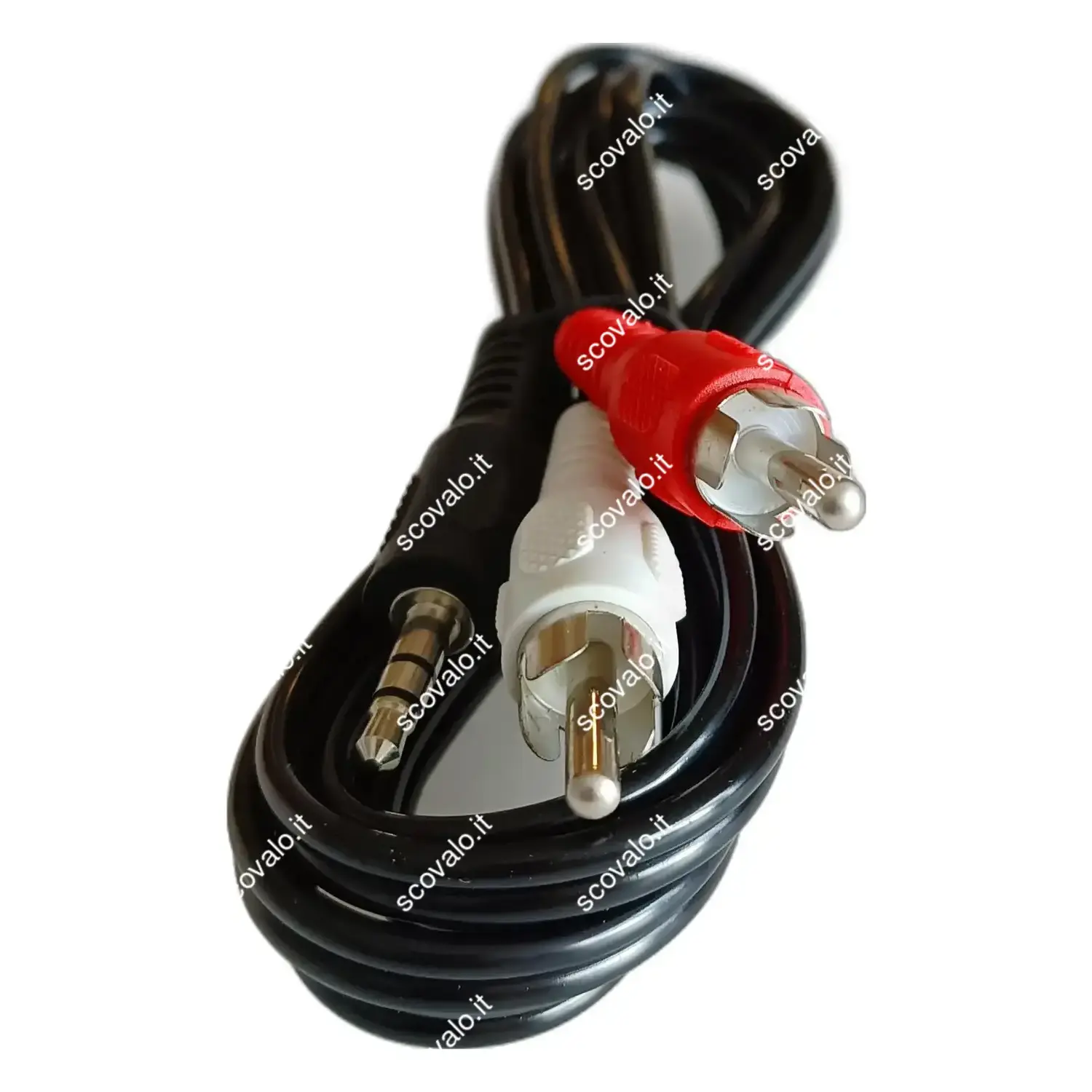 immagine cavo adattatore audio jack stereo 3,5 mm a 2 x rca aux 1,5 mt