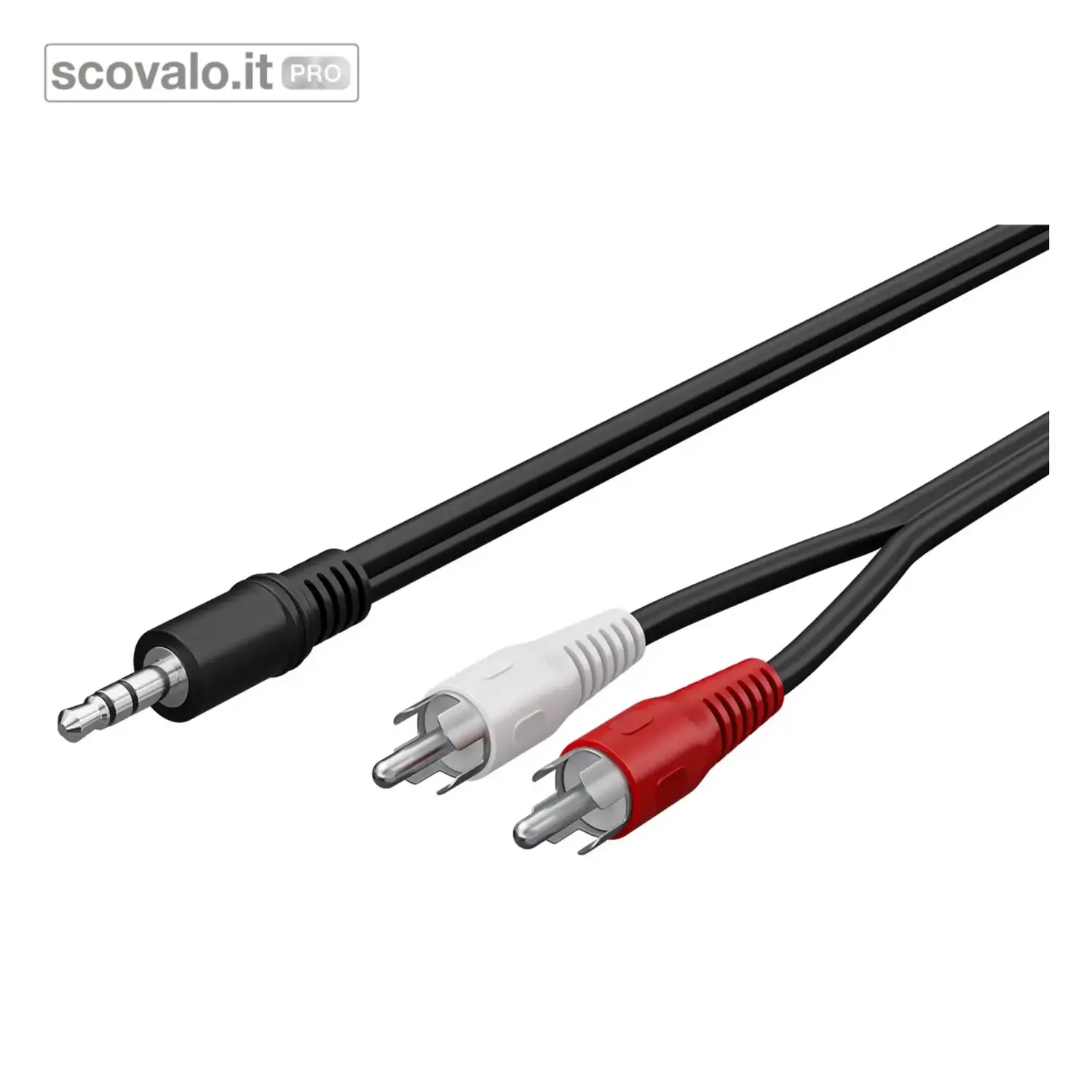 immagine del prodotto Cavo Adattatore Audio Jack 3.5mm a 2 RCA Stereo, 1.5m, Nero - Goobay